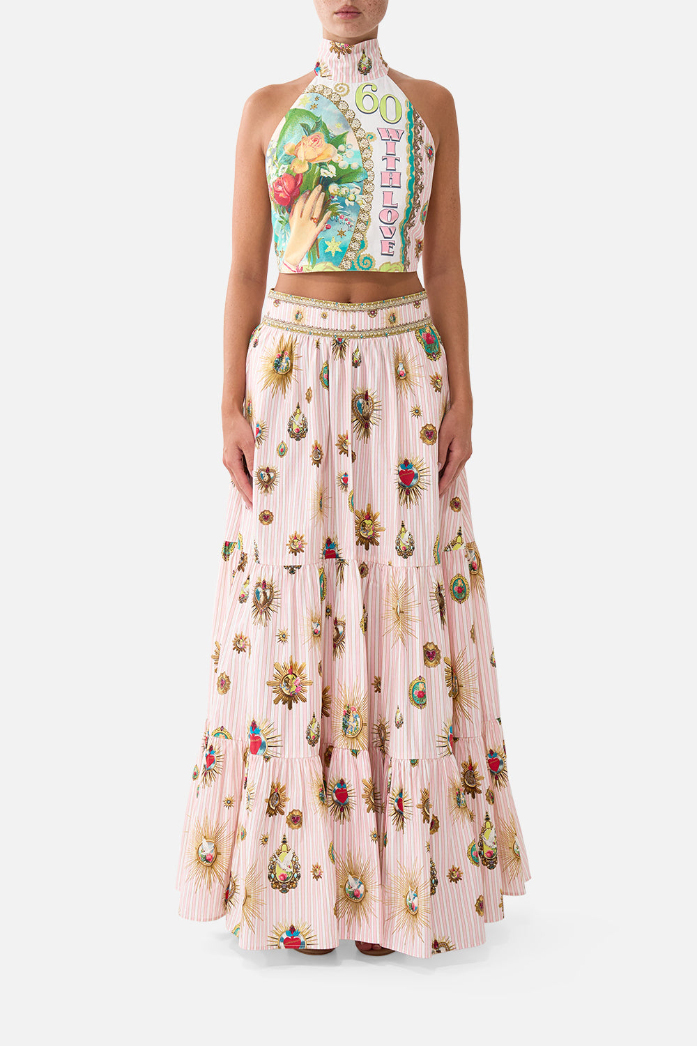 The CAMILLA REVERSIBLE HALTER TIE BACK TOP PAINTED PRAYERS