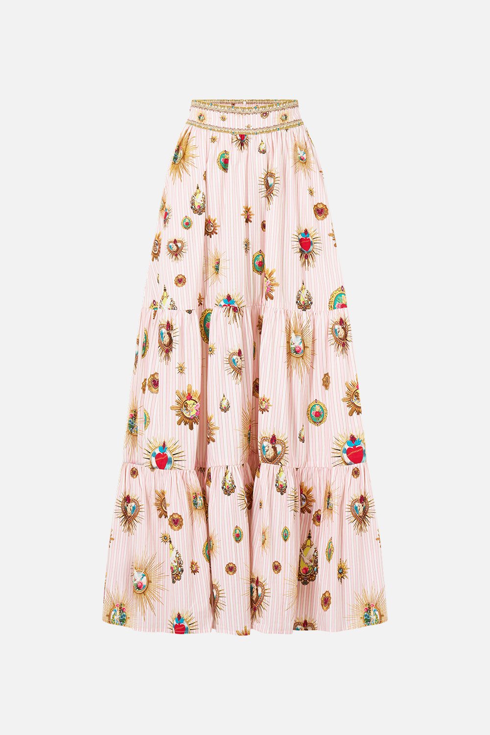 The CAMILLA HIGH WAISTED TIERED SKIRT PAINTED PRAYERS