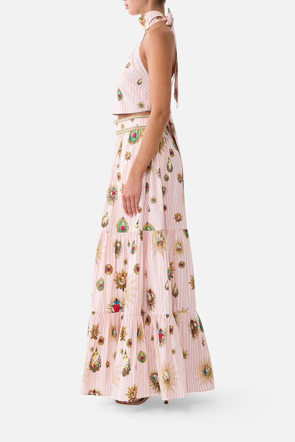HIGH WAISTED TIERED SKIRT PAINTED PRAYERS