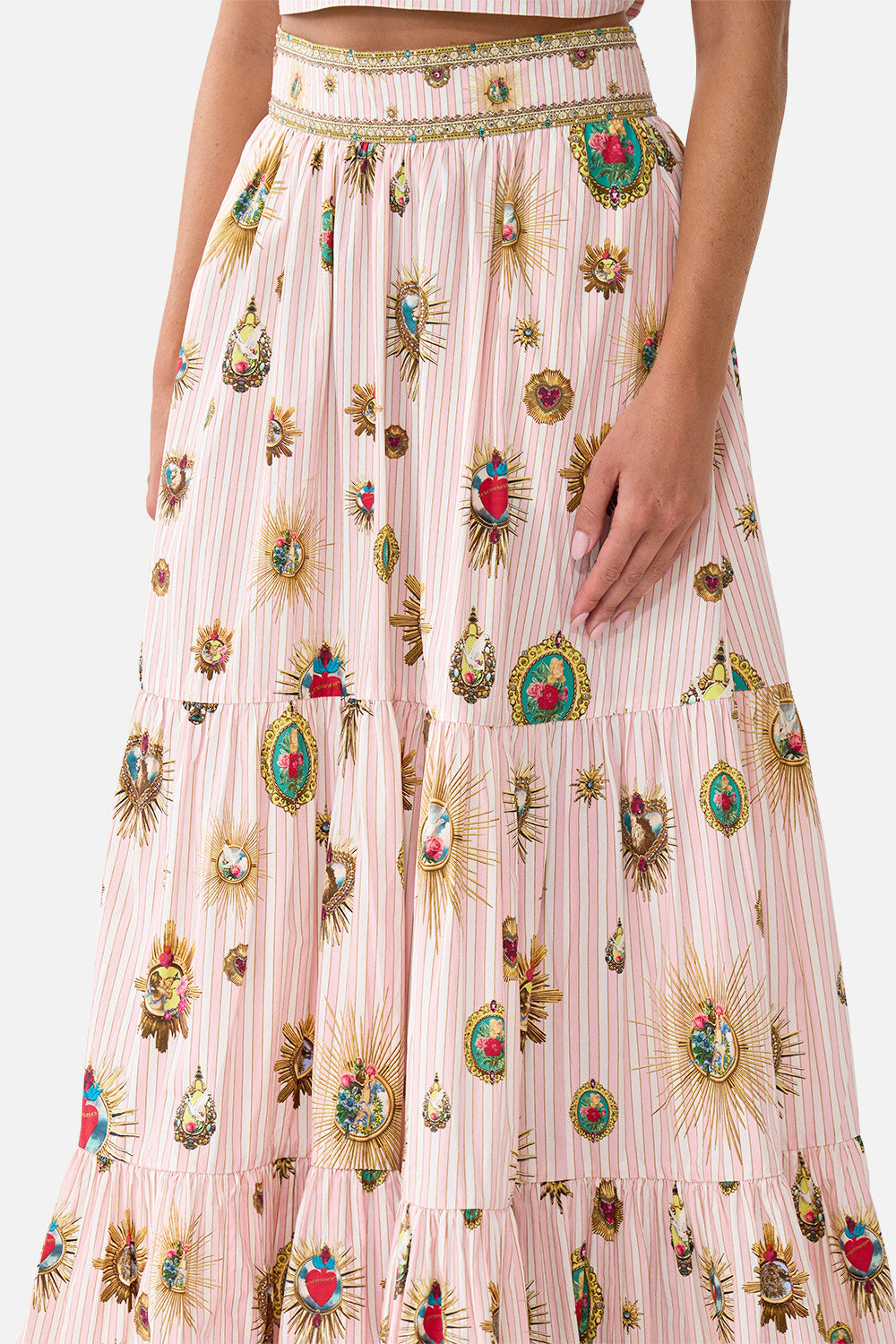 HIGH WAISTED TIERED SKIRT PAINTED PRAYERS