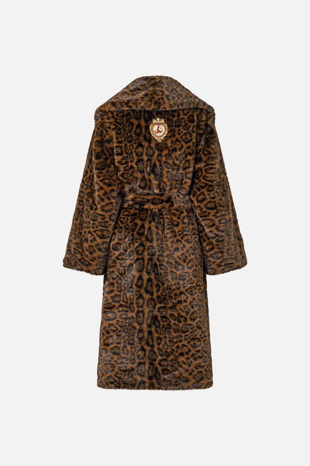 The CAMILLA FAUX FUR LONG WRAP COAT LEOPARD LIBERTINE