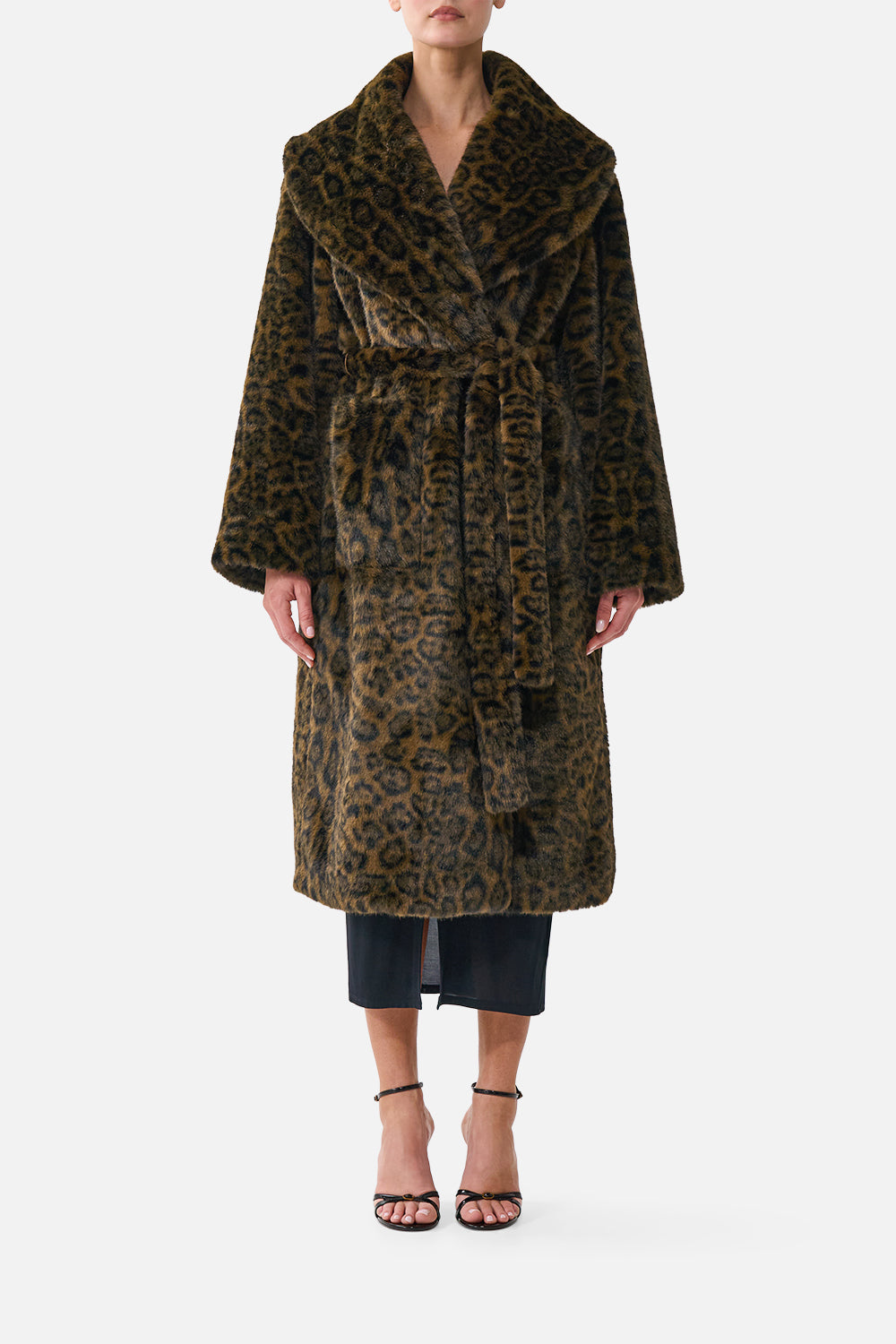 The CAMILLA FAUX FUR LONG WRAP COAT LEOPARD LIBERTINELEOPARD LIBERTINE