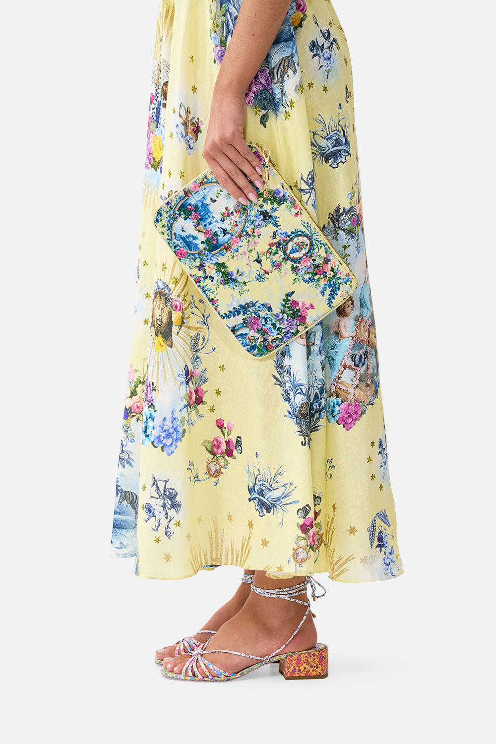 The CAMILLA Small Canvas Clutch Chinoiserie Child in our Chinoiserie Child print.