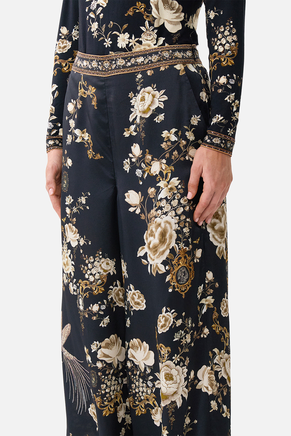 The CAMILLA JERSEY FLARED PANT FIESTA, SIESTA, REPEAT in our FIESTA, SIESTA, REPEAT print.