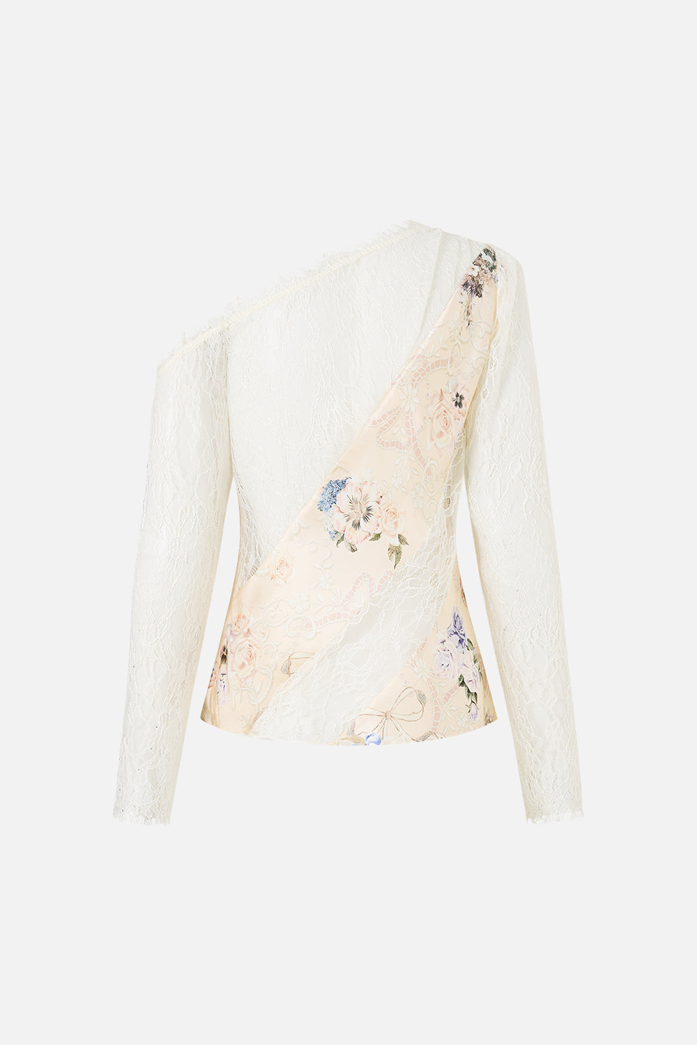 LACE SPLICE ONE SHOULDER TOP LACED WITH LOVE