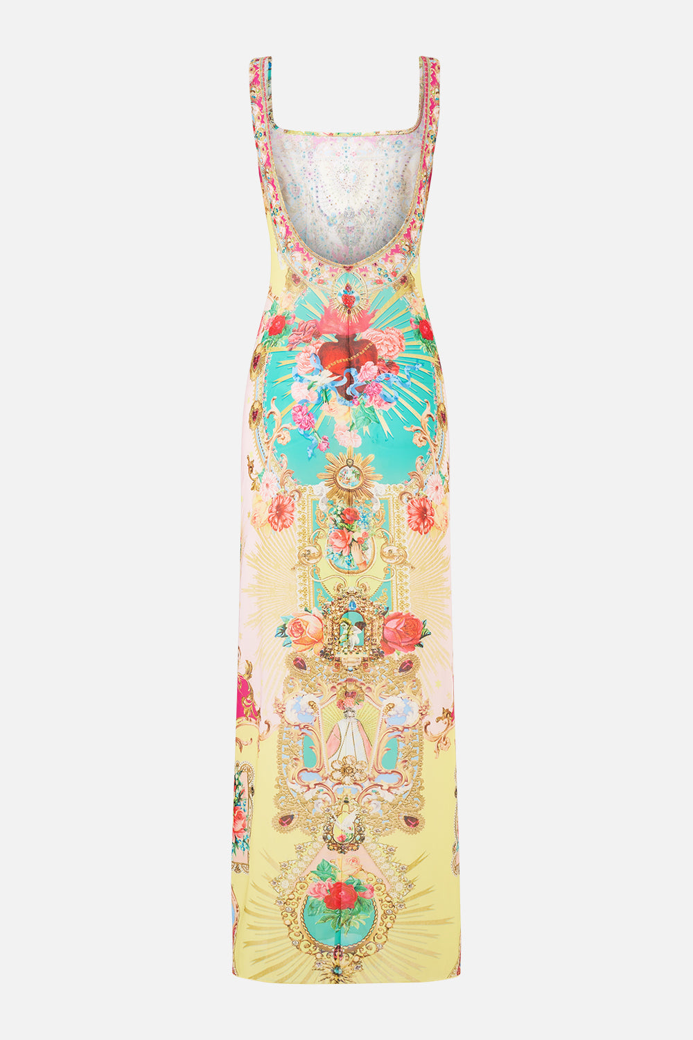 SQUARE NECK BEACH MAXI DRESS W LOW BACK PAINTED PRAYERS