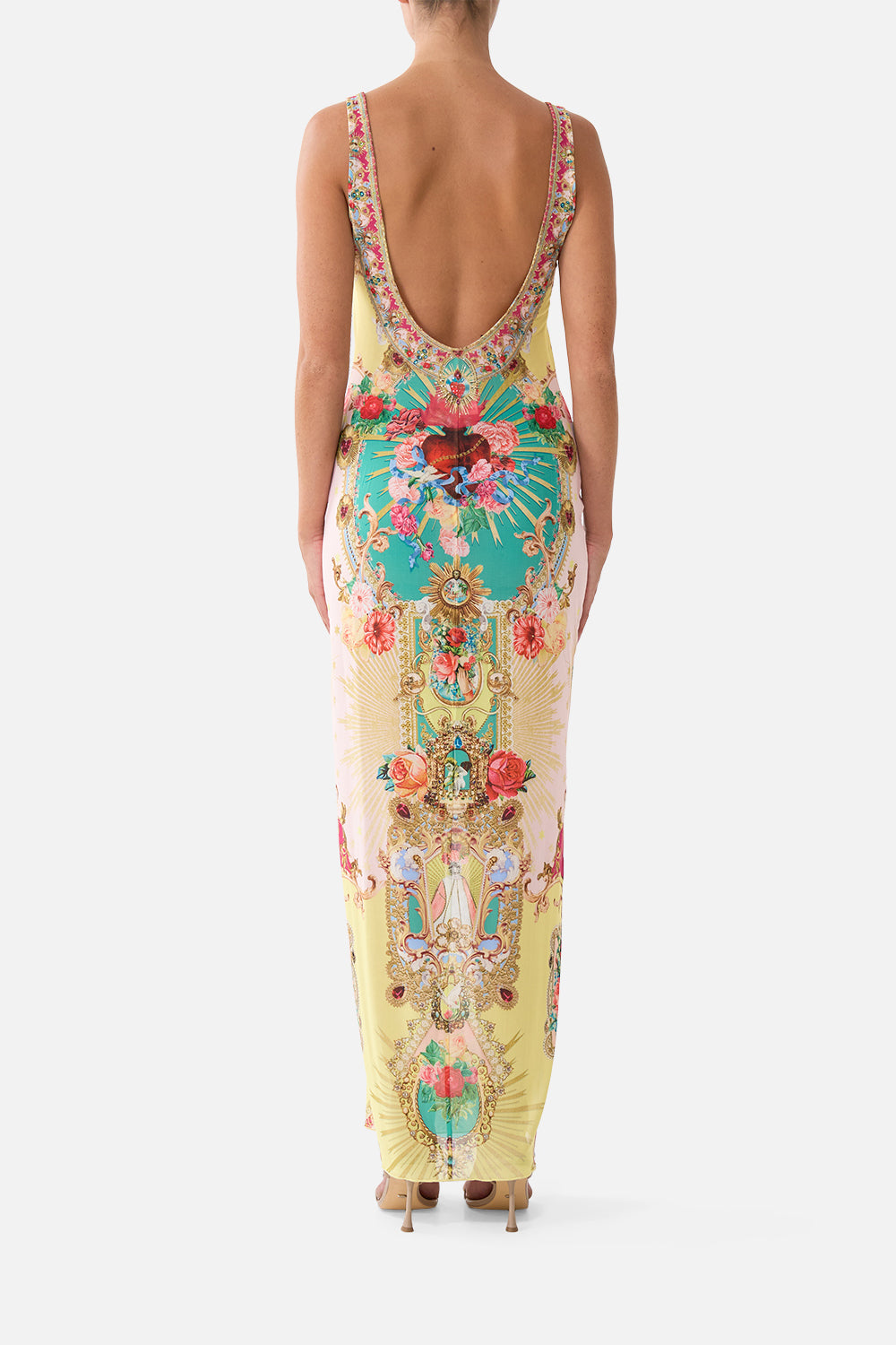 The CAMILLA SQUARE NECK BEACH MAXI DRESS WITH LOW BACK PAINTED PRAYERS