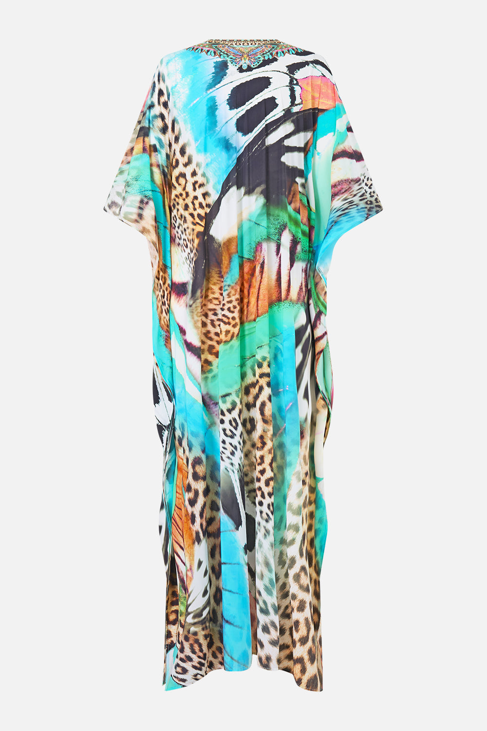 The CAMILLA LONG V NECK KAFTAN W RING FRONT TRIM BUTTERFLY BOHEMIA