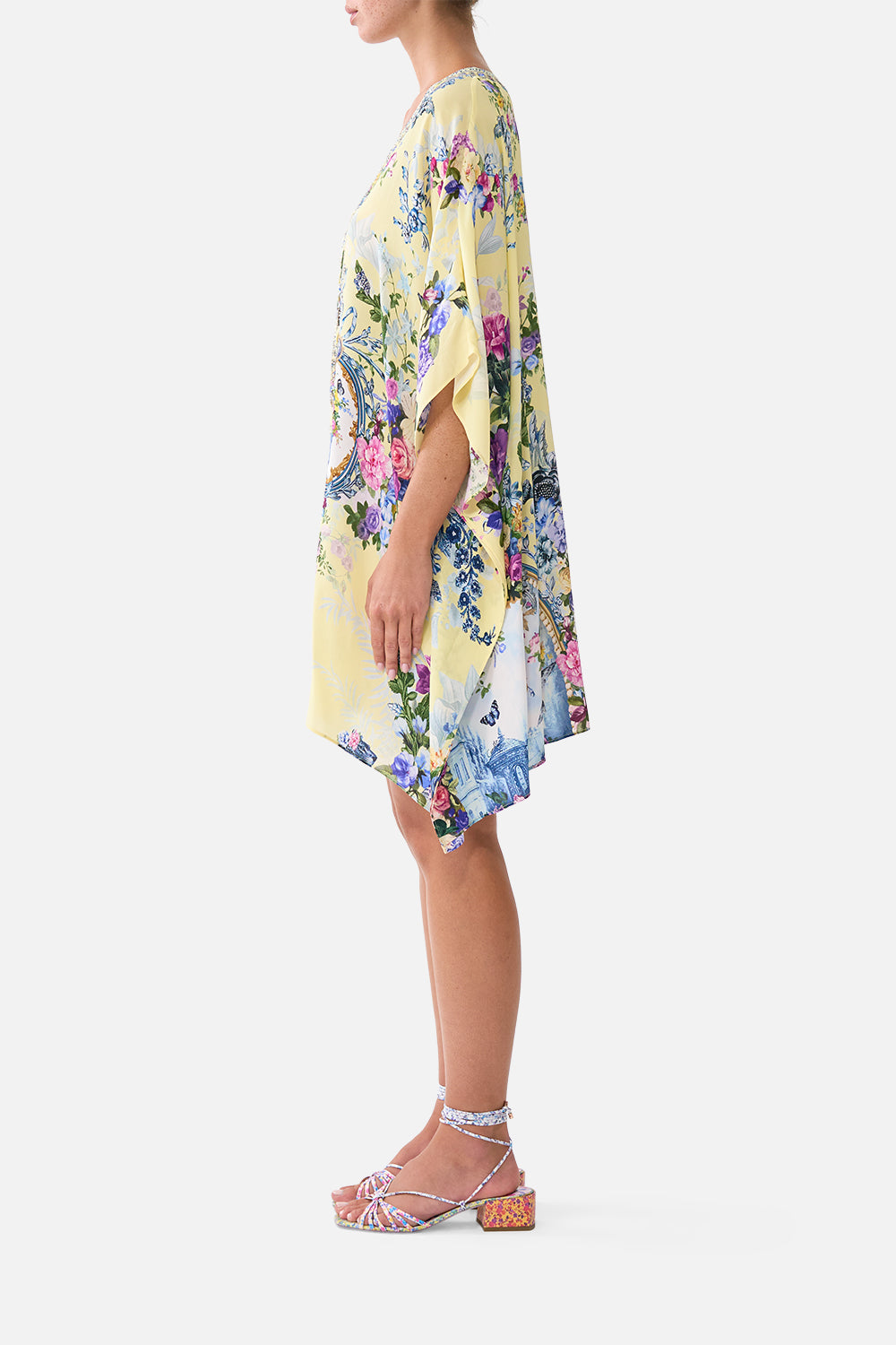 The CAMILLA Short Lace Up Kaftan Chinoiserie Child in our Chinoiserie Child print.