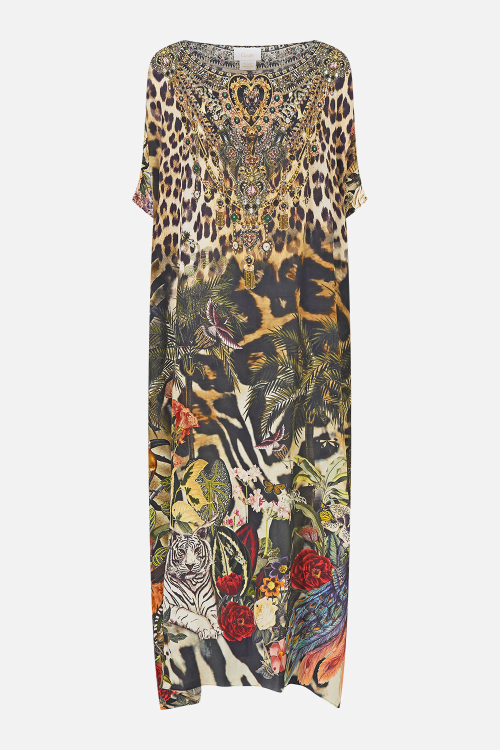 The CAMILLA Round Neck Kaftan Leotigra Land in our Leotigra Land print.