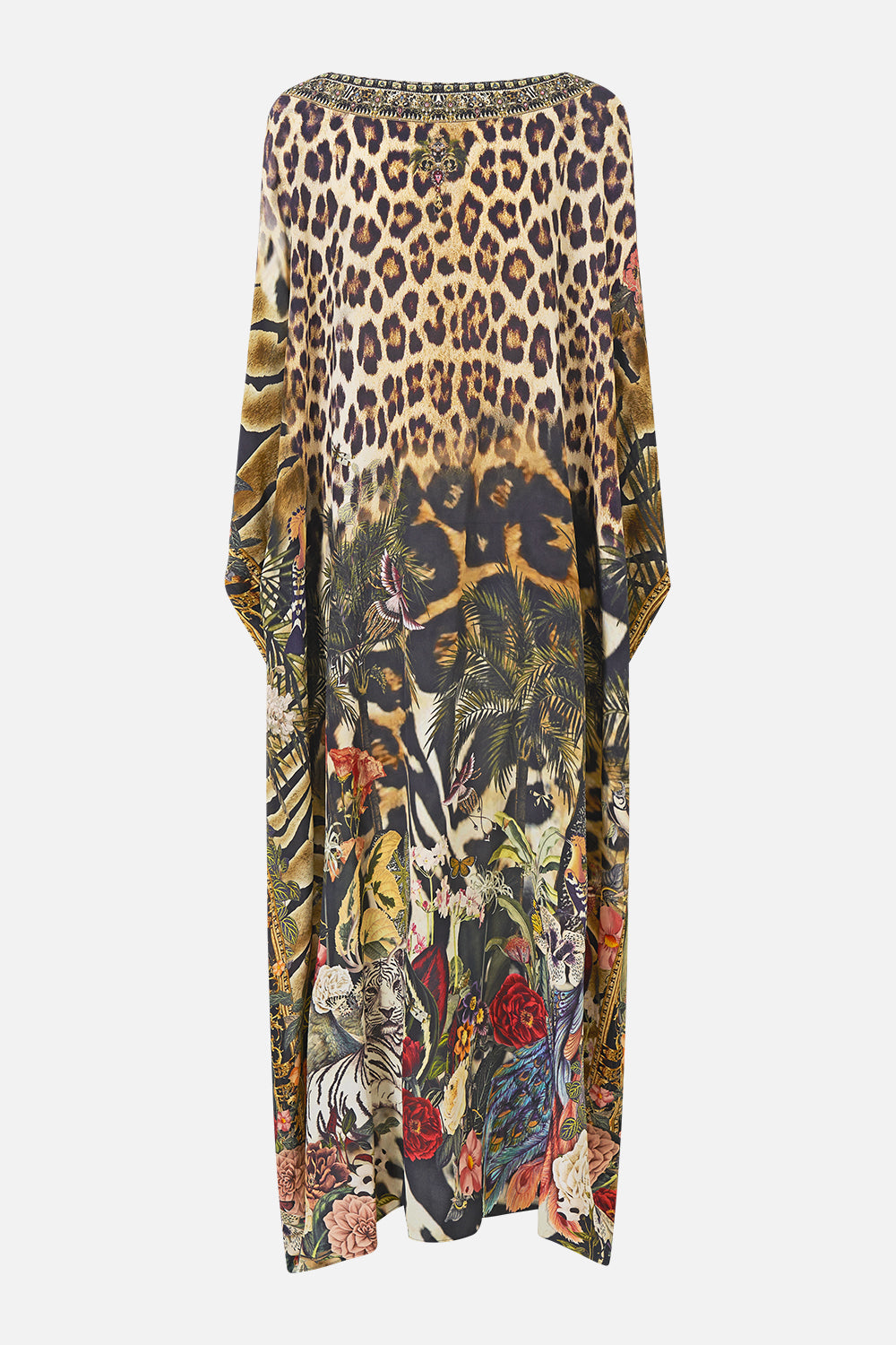 The CAMILLA Round Neck Kaftan Leotigra Land in our Leotigra Land print.