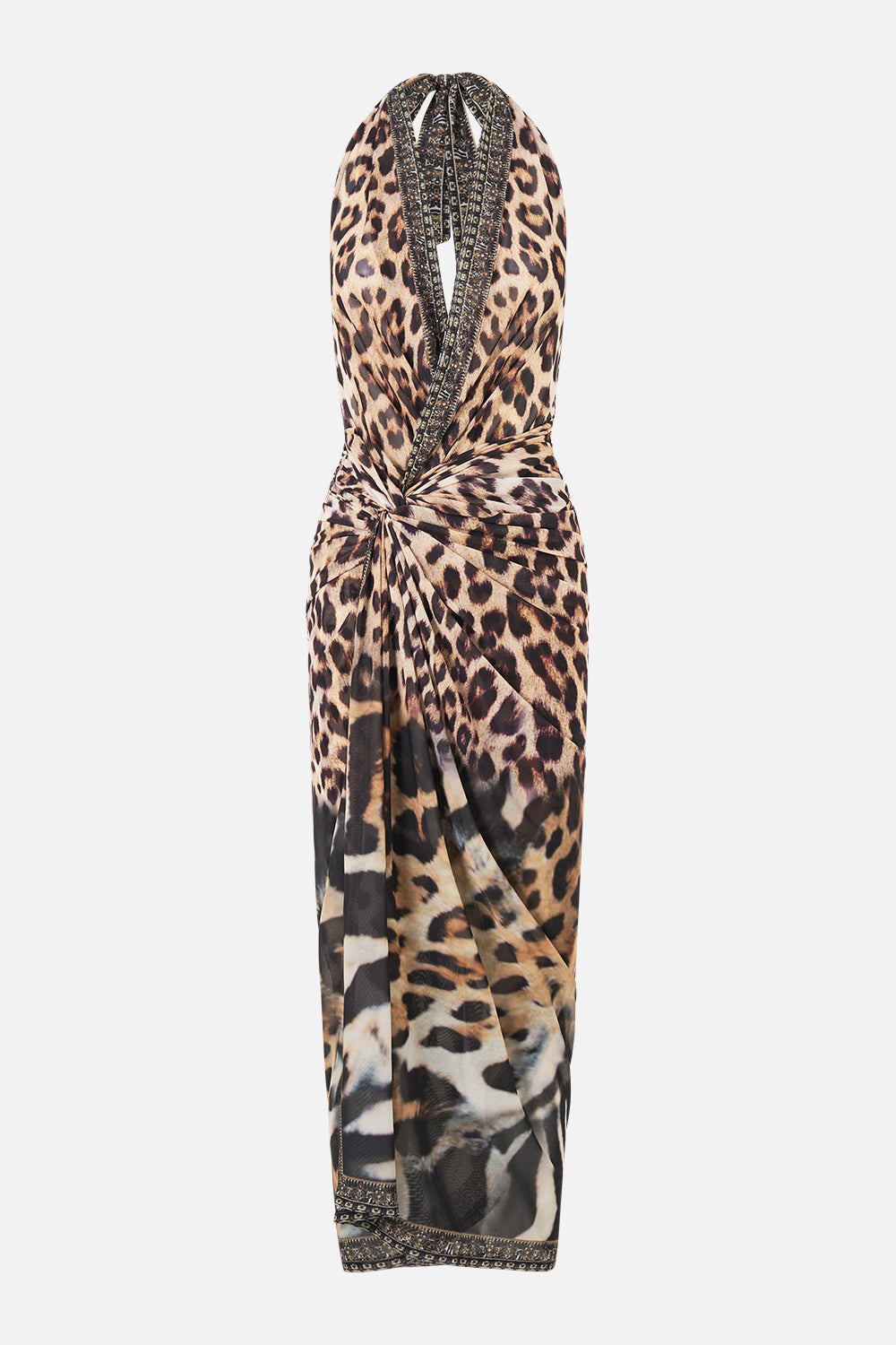 The CAMILLA Side Twist Jersey Dress Leotigra Land in our Leotigra Land print.