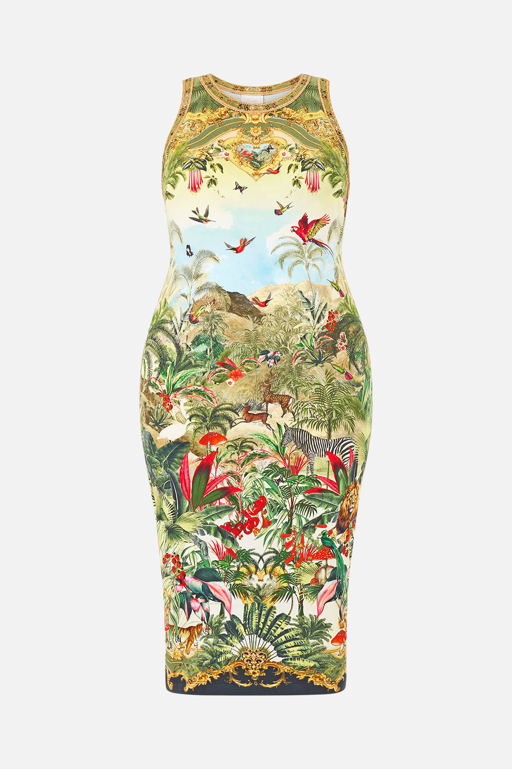 The CAMILLA Jersey Tank Dress Wanderlust Empire in our Wanderlust Empire print.