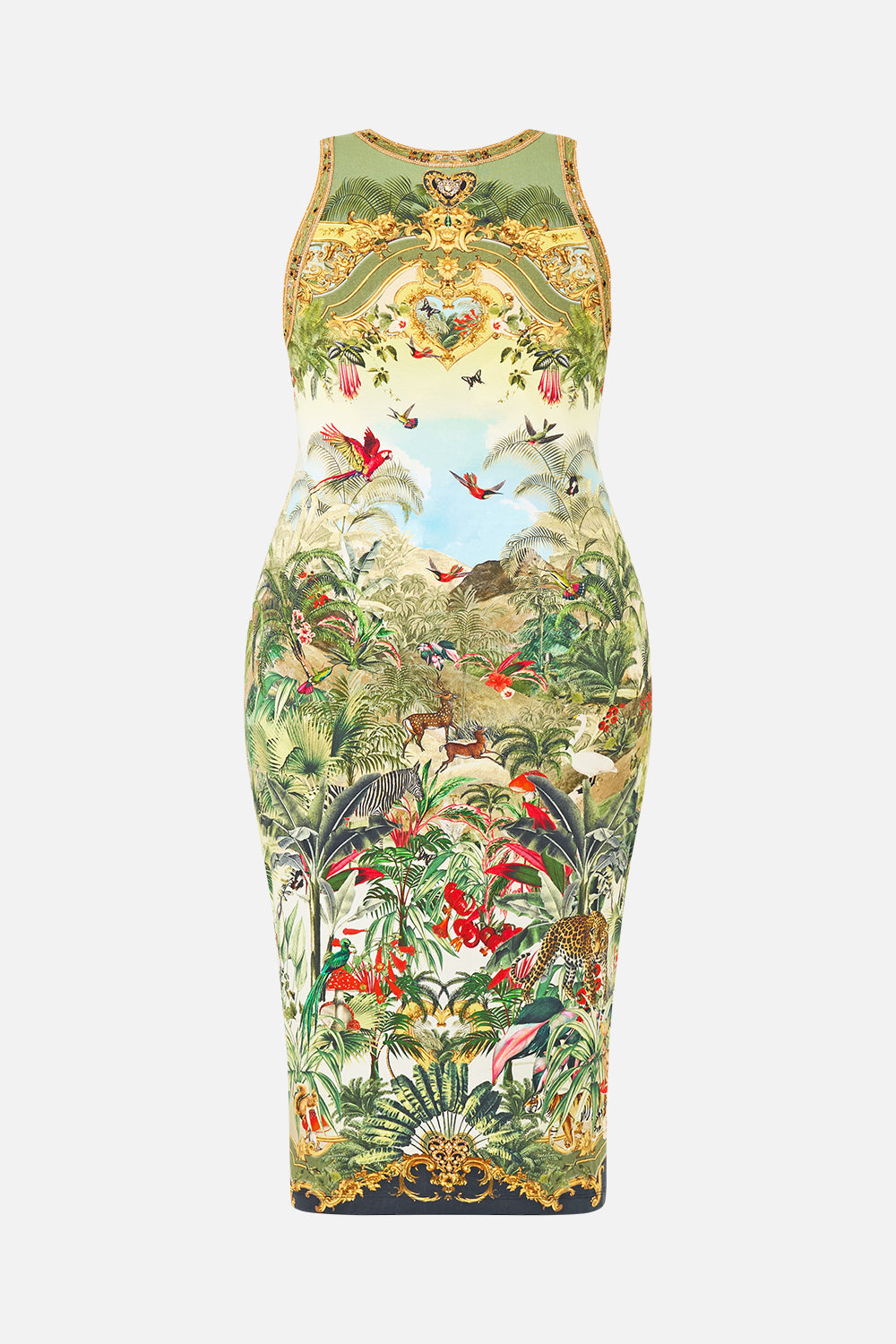 The CAMILLA Jersey Tank Dress Wanderlust Empire in our Wanderlust Empire print.