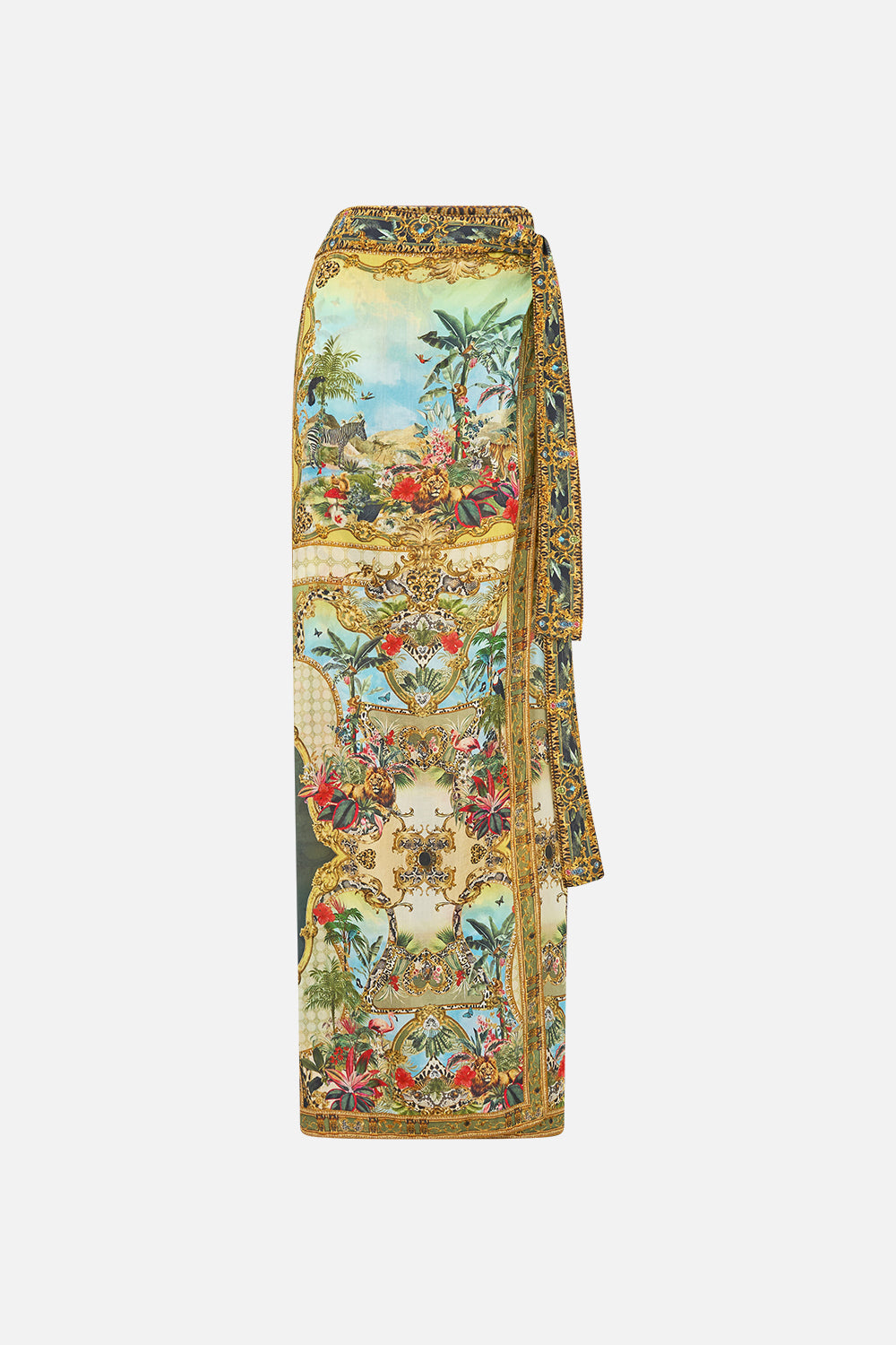 The CAMILLA Wrap Sarong in our Wanderlust Empire print, front view.