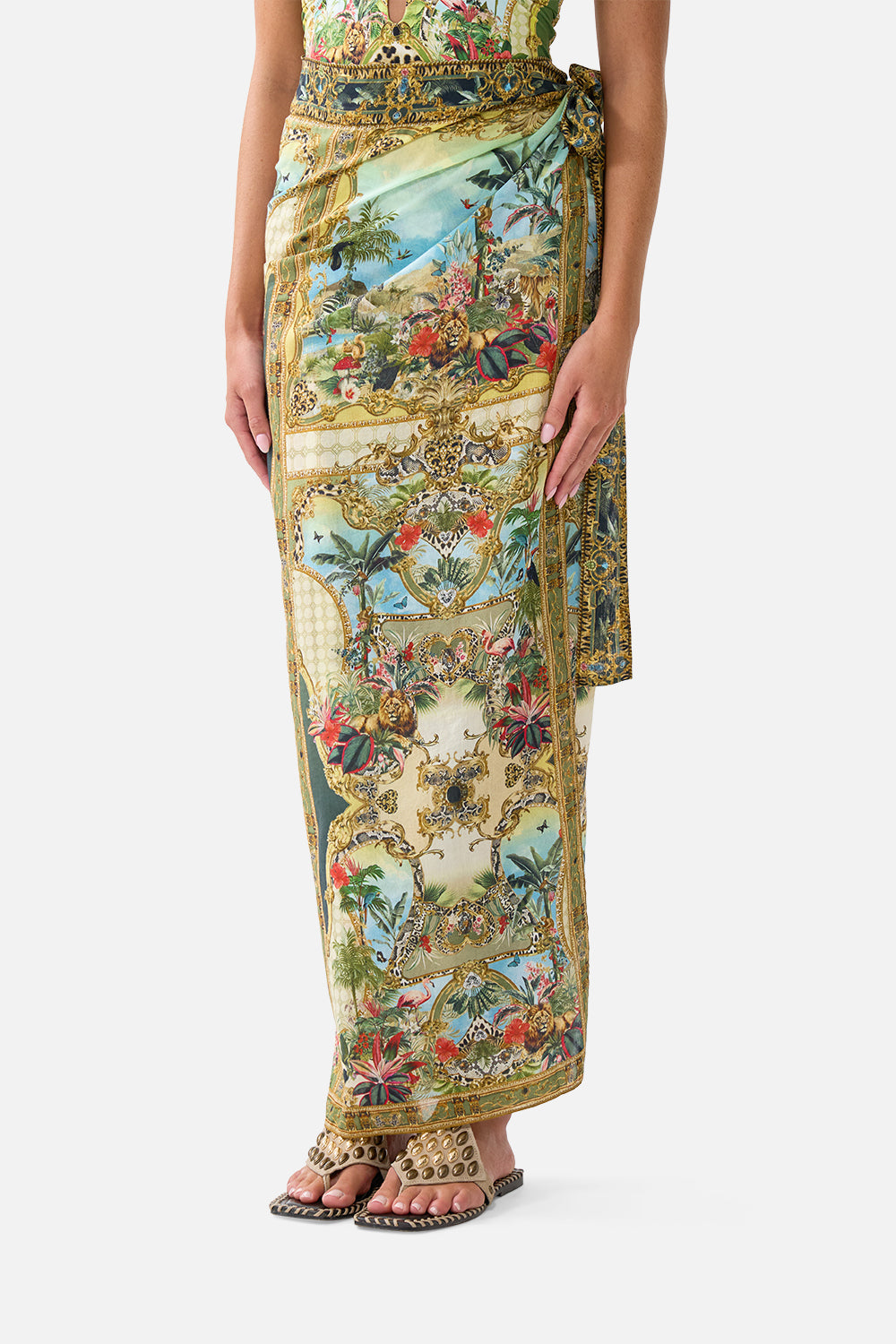 The CAMILLA Wrap Sarong Wanderlust Empire in our Wanderlust Empire print.