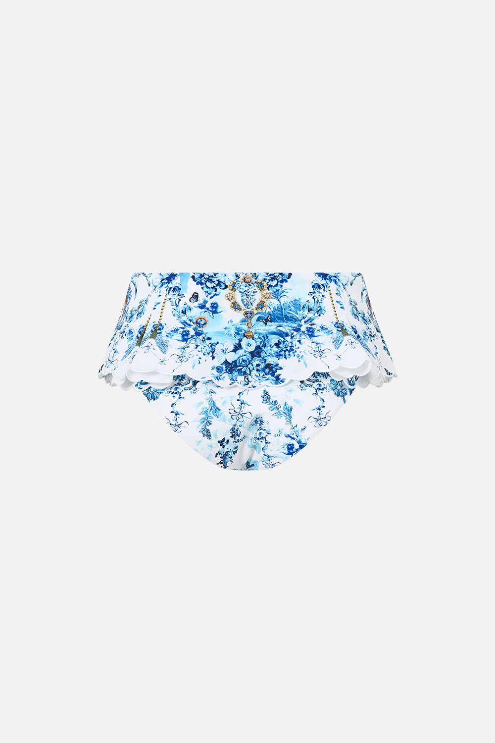 The CAMILLA High Waisted Bikini Bottom W/ Skirt The Porcelain Parlour in our The Porcelain Parlour print.