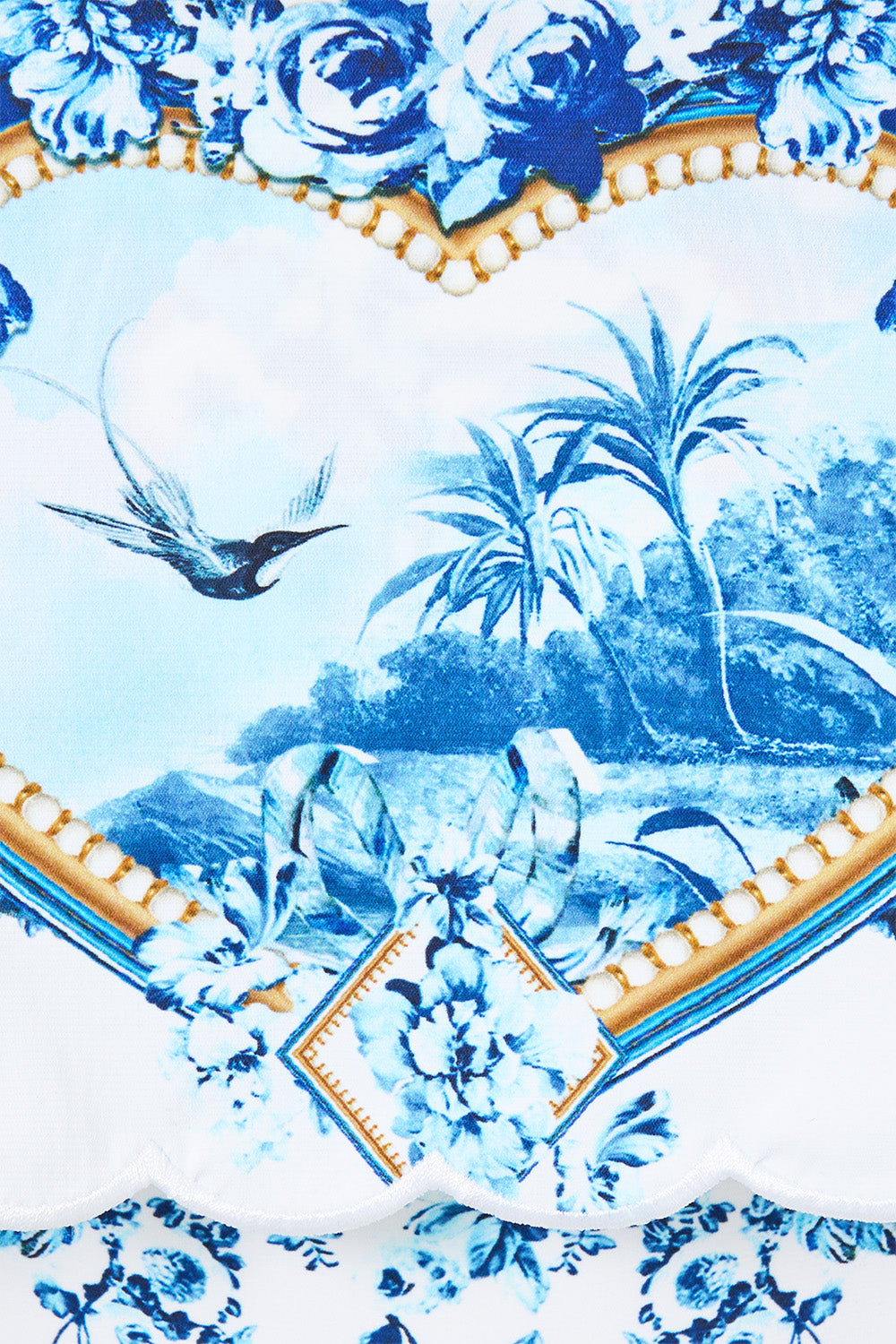 The CAMILLA High Waisted Bikini Bottom W/ Skirt The Porcelain Parlour in our The Porcelain Parlour print.