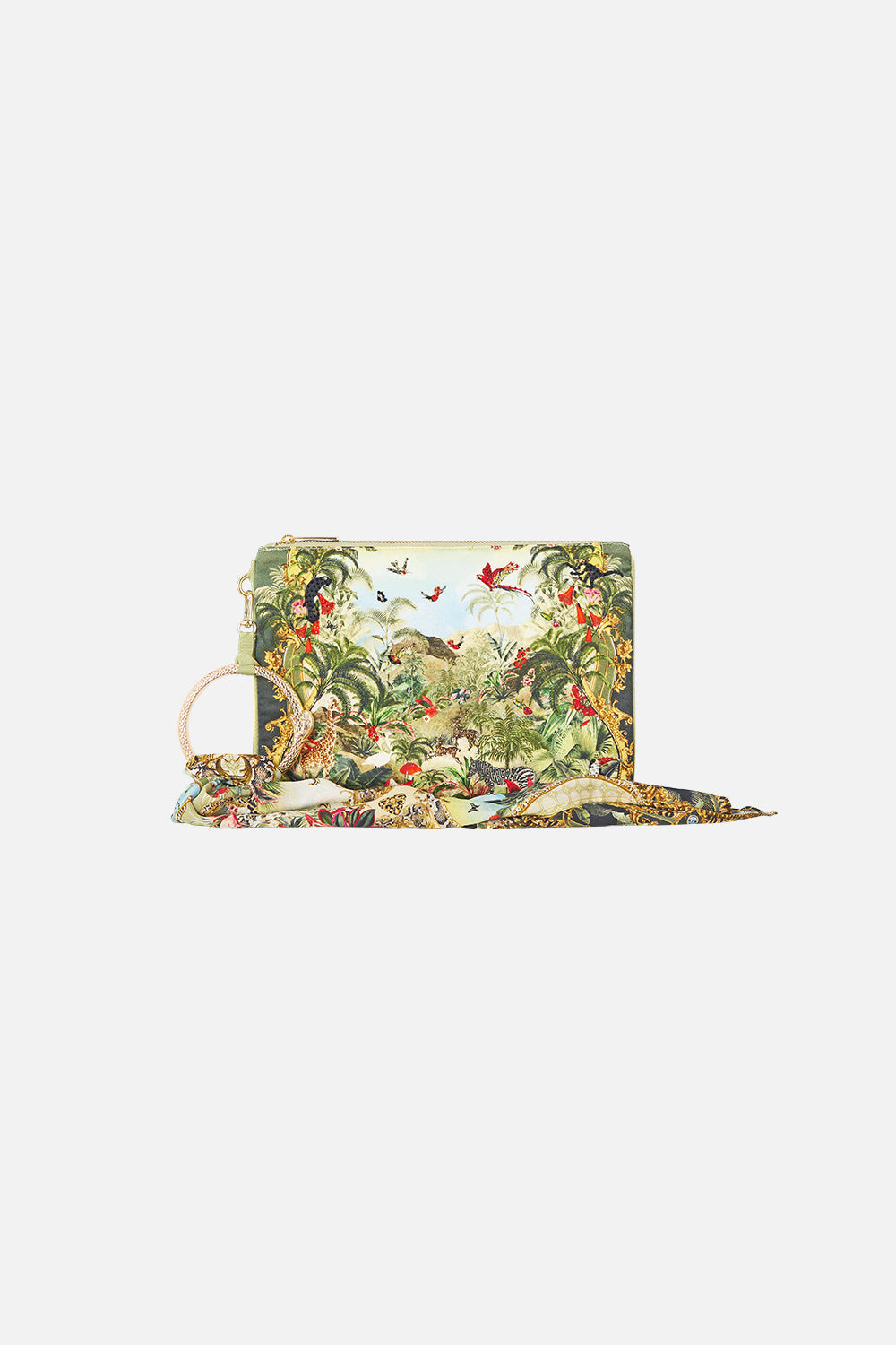 The CAMILLA Ring Scarf Clutch Wanderlust Empire in our Wanderlust Empire print.