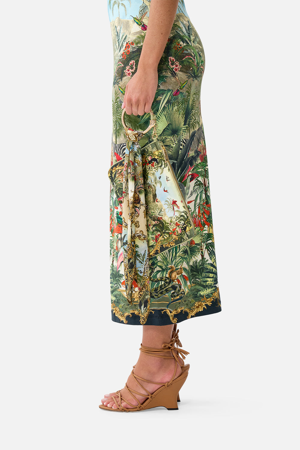 The CAMILLA Ring Scarf Clutch Wanderlust Empire in our Wanderlust Empire print.