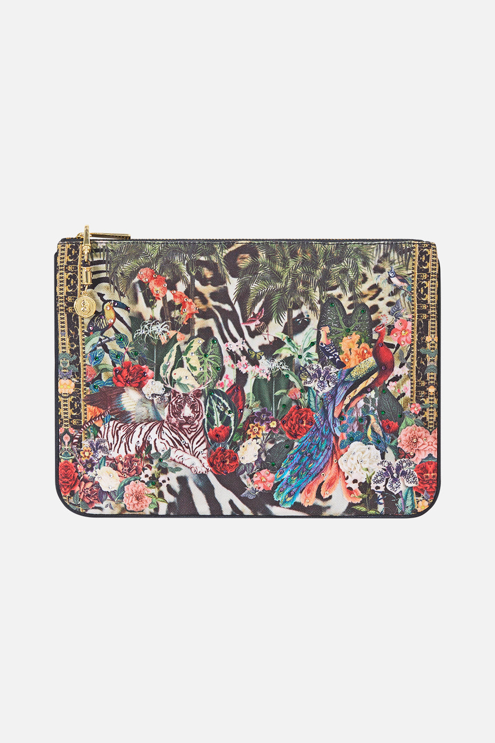 The CAMILLA Small Canvas Clutch Leotigra Land in our Leotigra Land print.