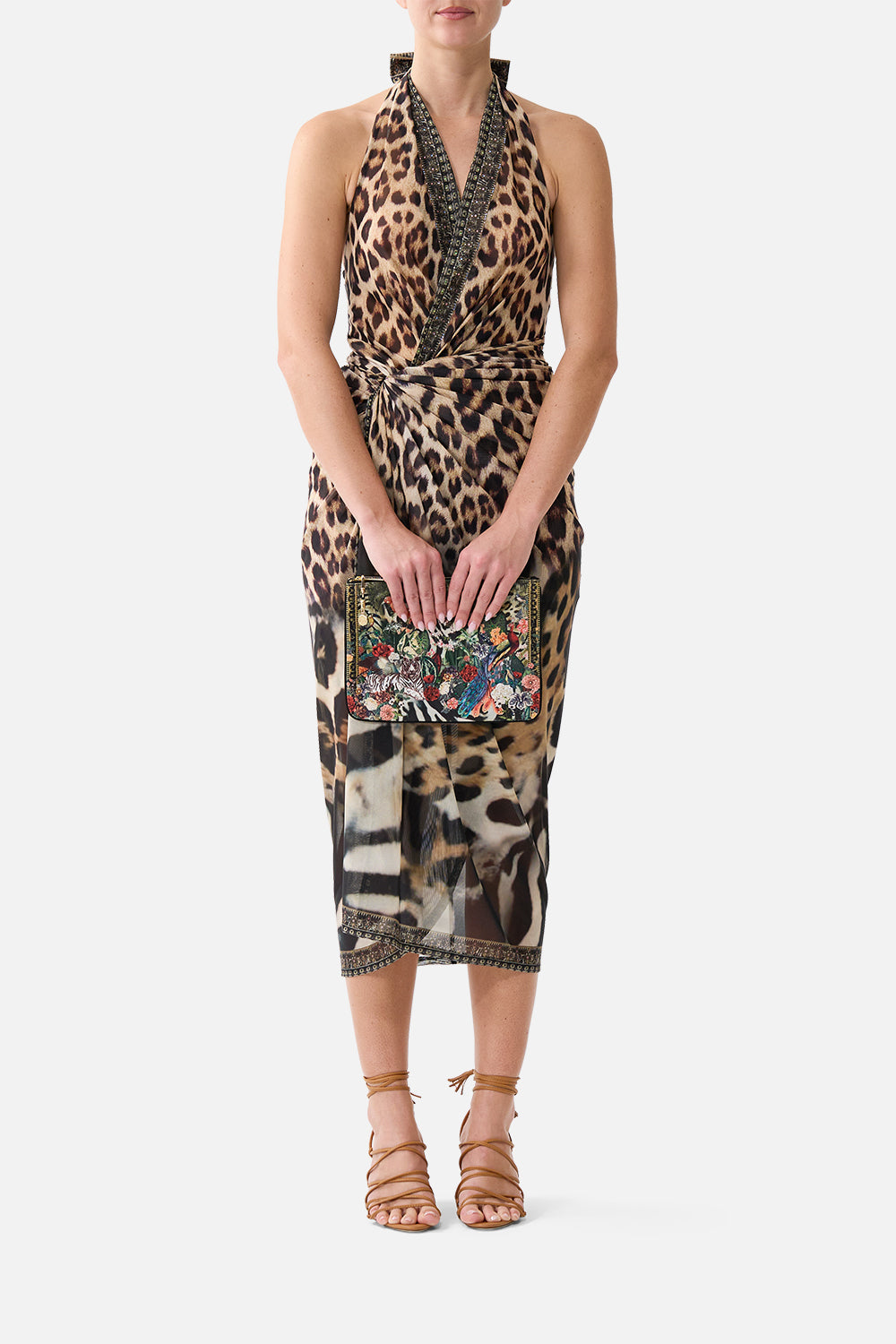 The CAMILLA Small Canvas Clutch Leotigra Land in our Leotigra Land print.