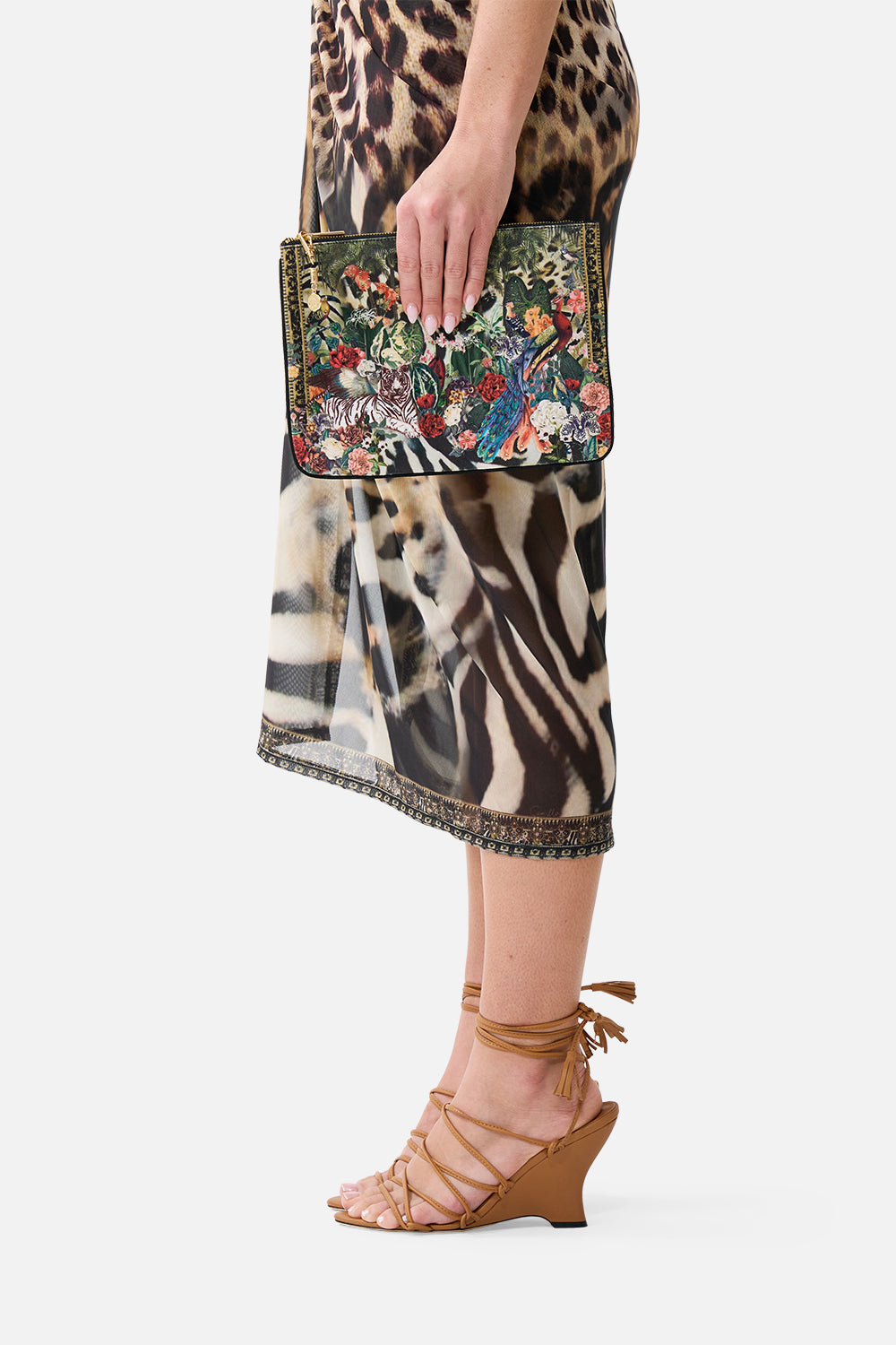 The CAMILLA Small Canvas Clutch Leotigra Land in our Leotigra Land print.