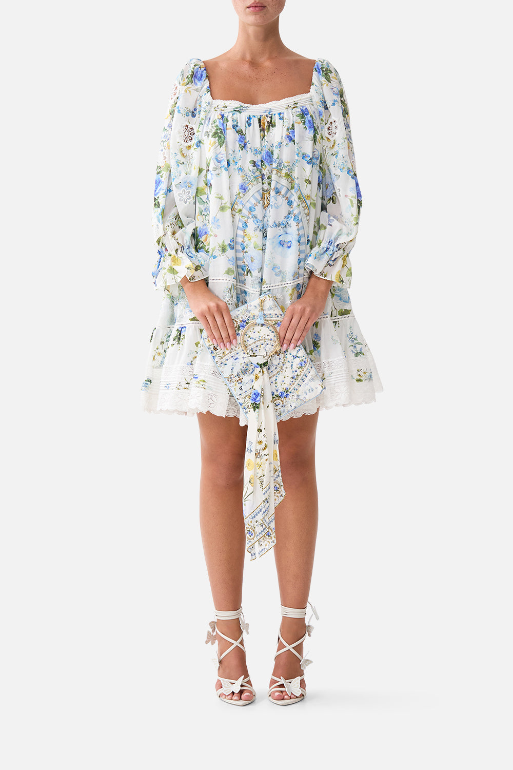 RING SCARF CLUTCH DANDELION SKIES