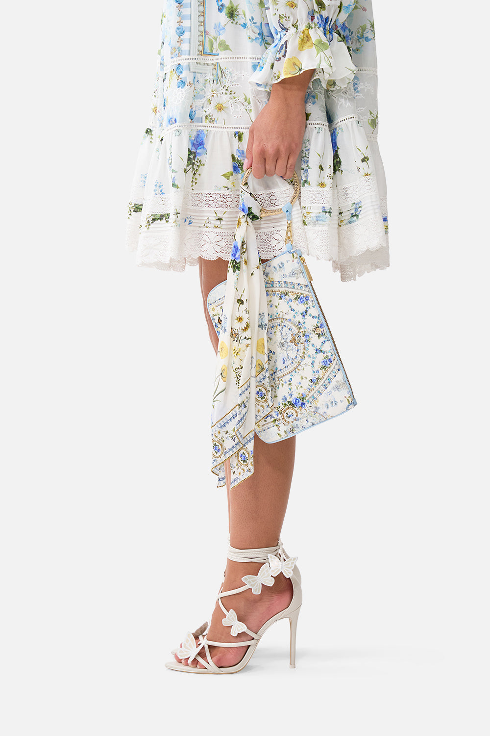RING SCARF CLUTCH DANDELION SKIES