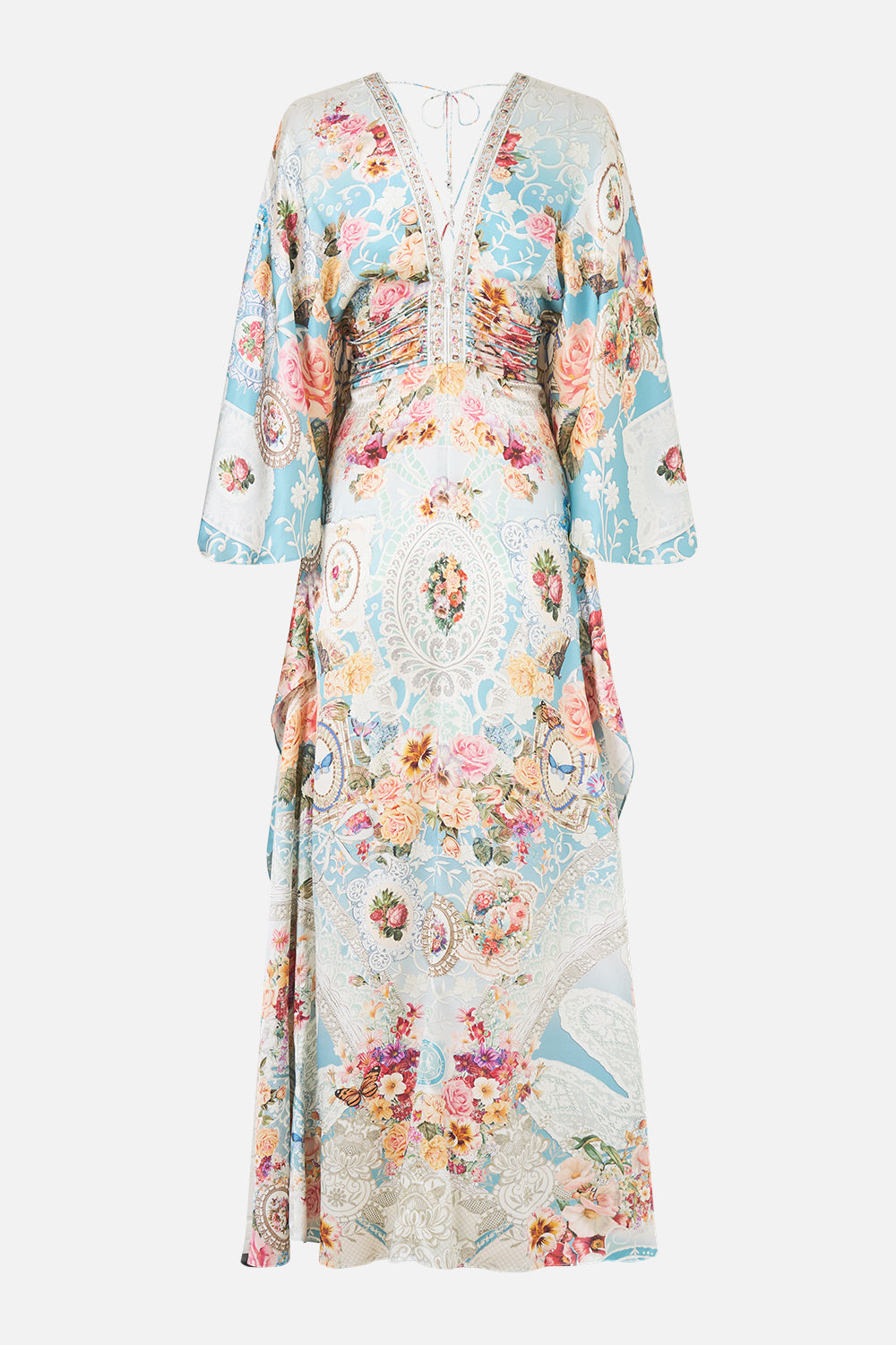 The CAMILLA DIPPED WAIST PANELLED BIKINI BOTTOM CHINOISERIE CHILD in our  print.