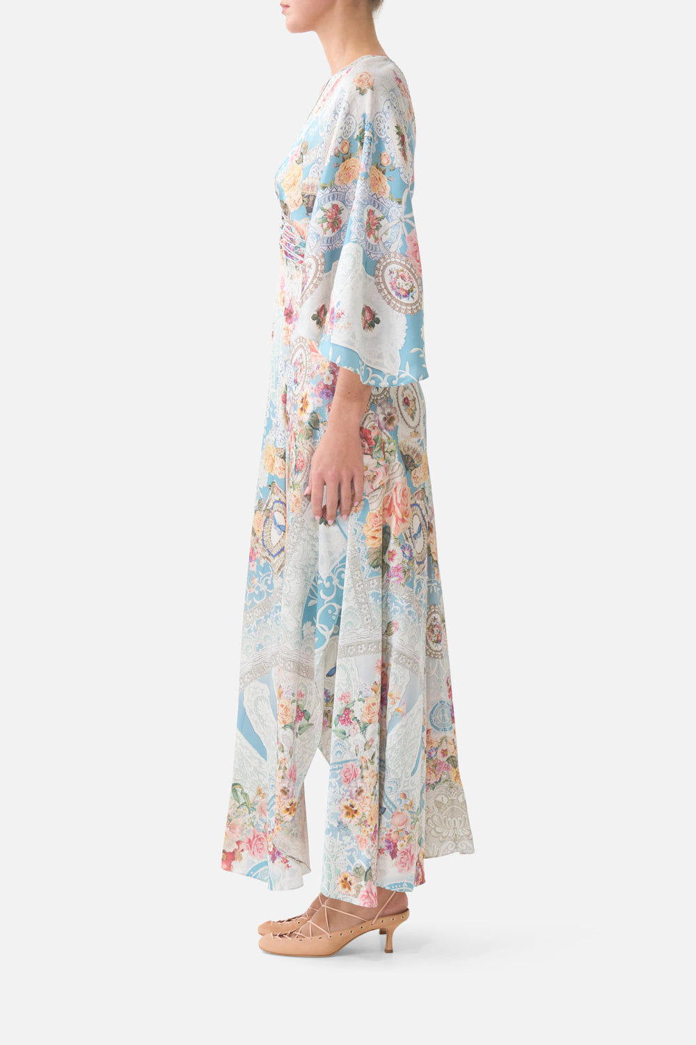 The CAMILLA DIPPED WAIST PANELLED BIKINI BOTTOM CHINOISERIE CHILD in our  print.