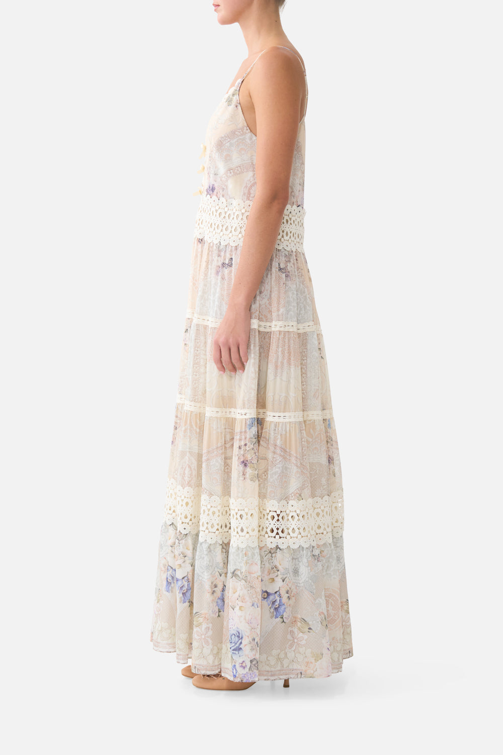 The CAMILLA GATHERED JERSEY LONG DRESS ANIMALS IN THE PALACE in our  print.