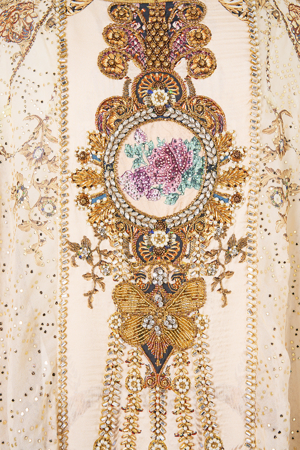 The CAMILLA Layer with Centre Back Panel in our A Meeting of Masterpieces print, fabric detail.