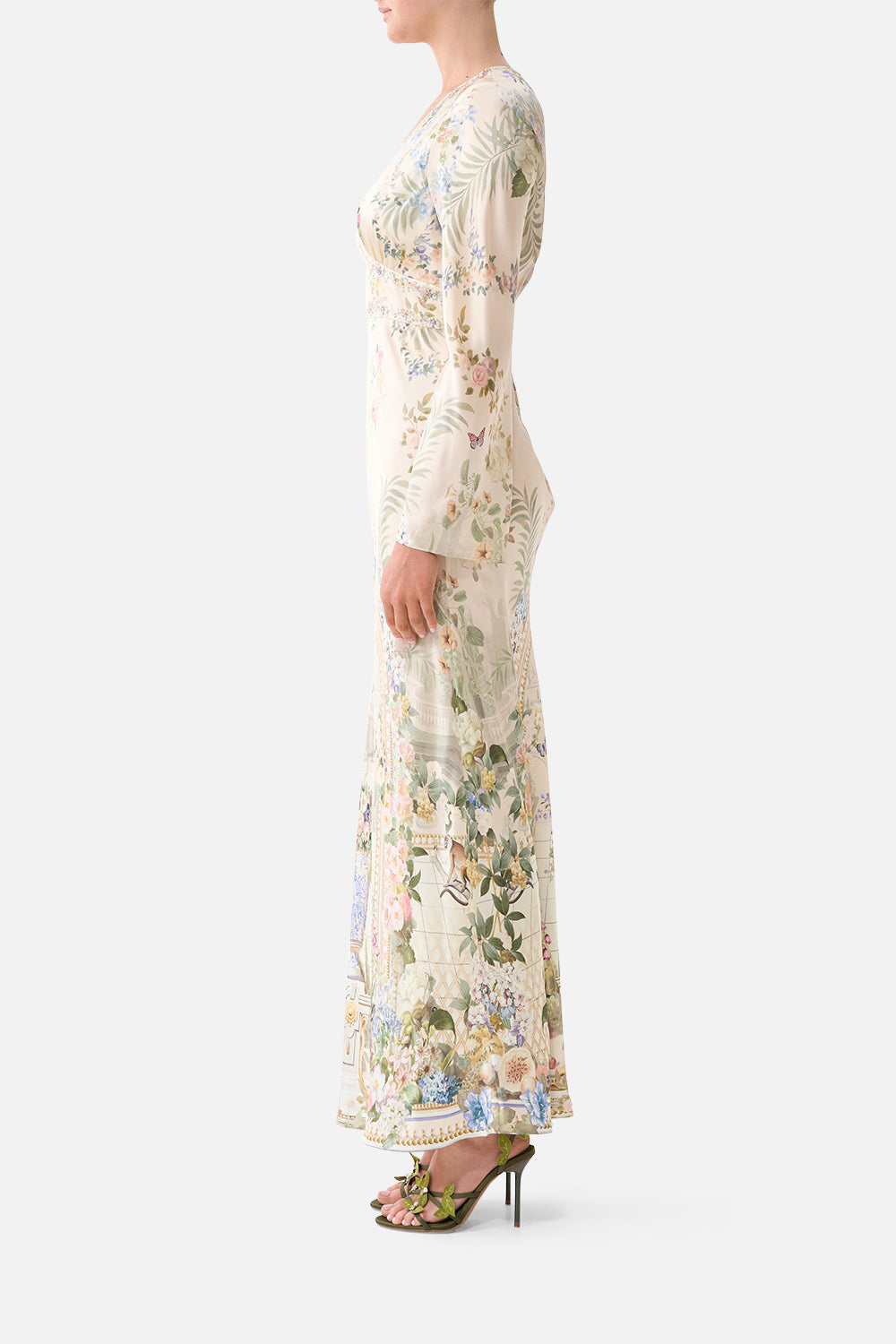 V NECK DRESS WITH FLARED SLEEVE MIDSUMMER MASTERPIECE