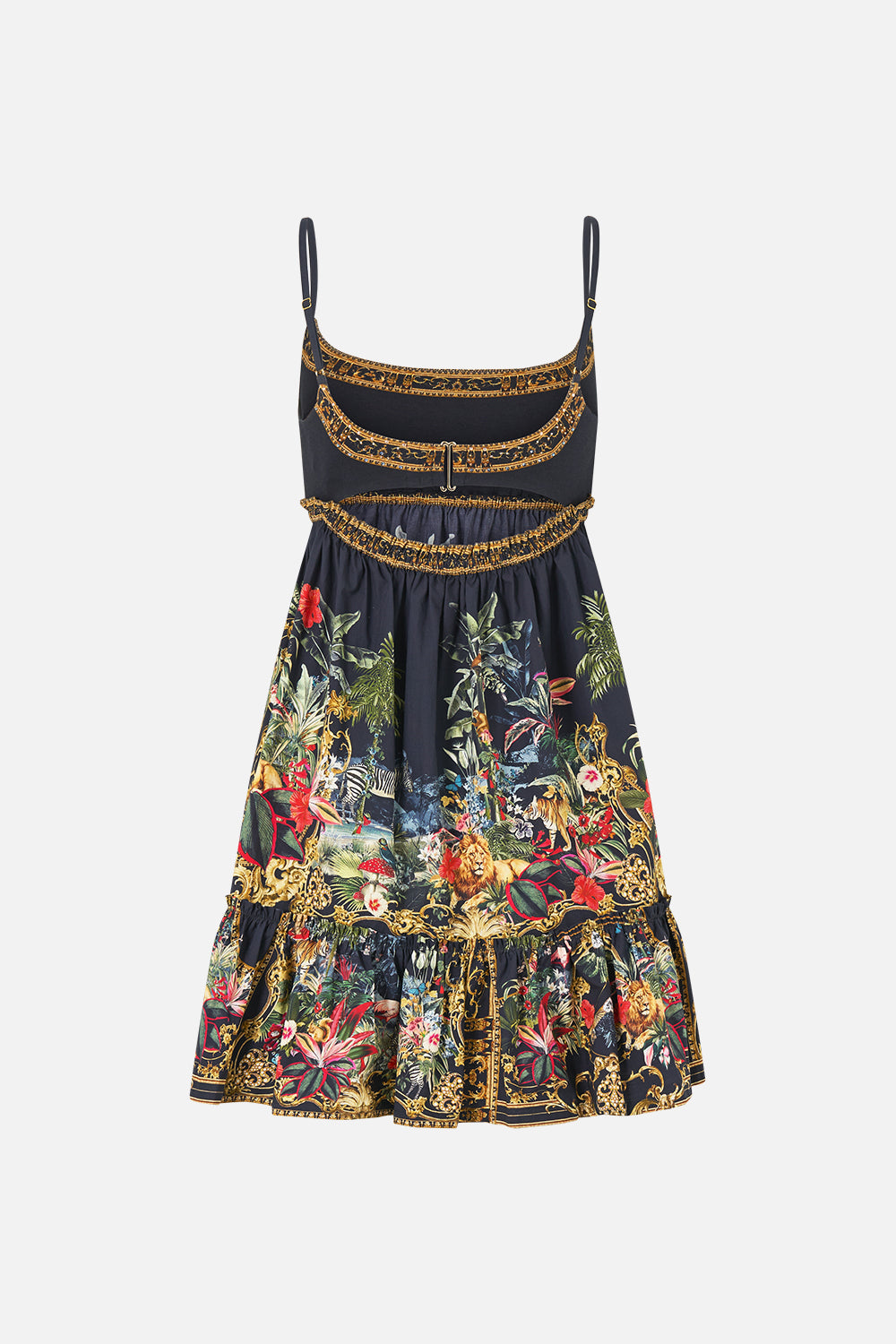The CAMILLA Short Dress With Jersey Bodice Palace Zoology in our Palace Zoology print.