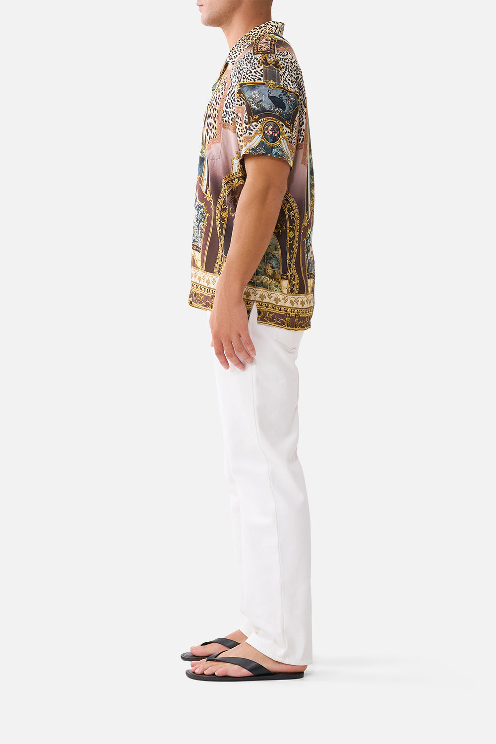 The CAMILLA Short Sleeve Camp Collared Shirt Animals in the Palace in our Animals in the Palace print.
