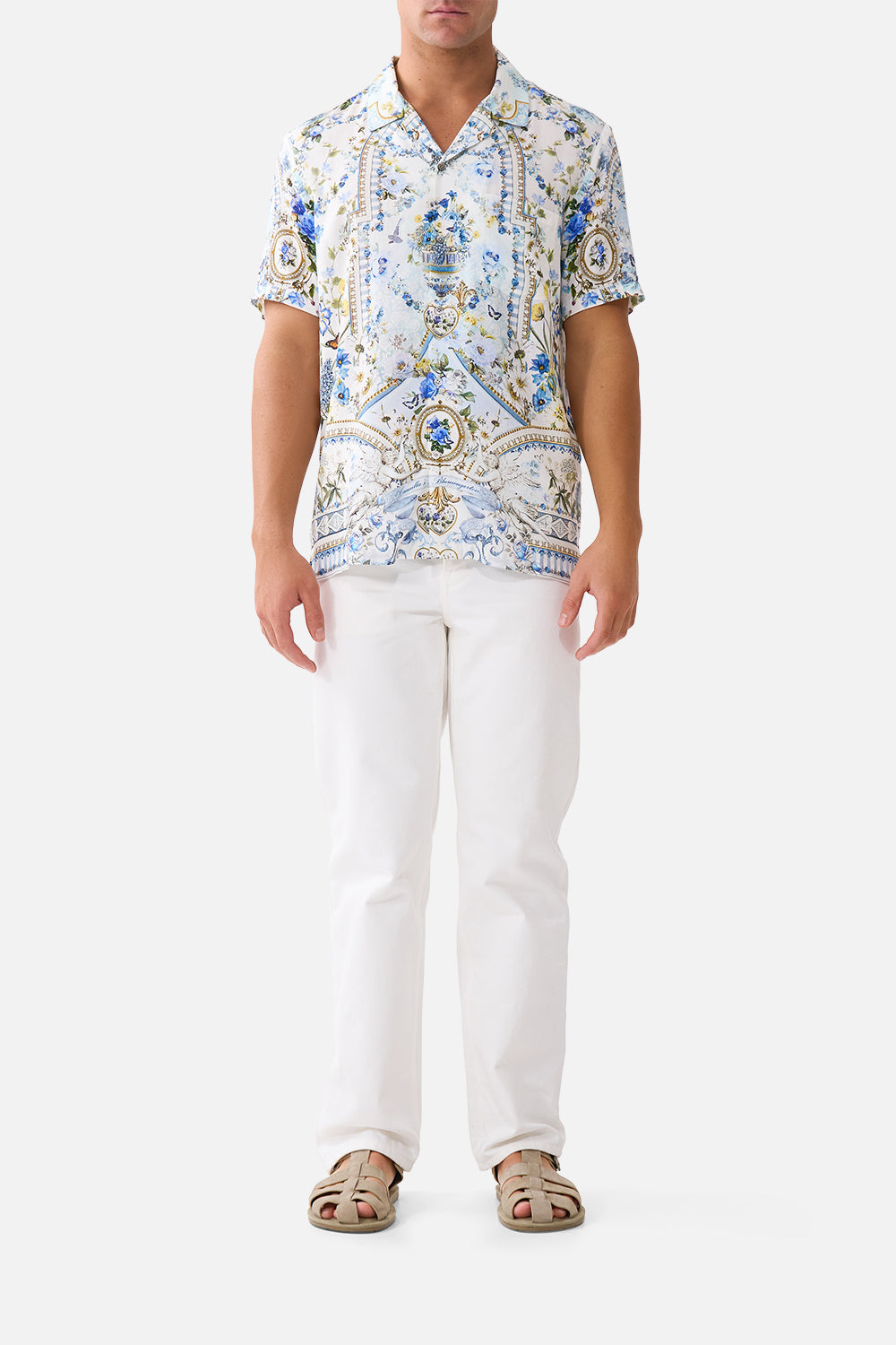 SHORT SLEEVE CAMP COLLARED SHIRT DANDELION SKIES