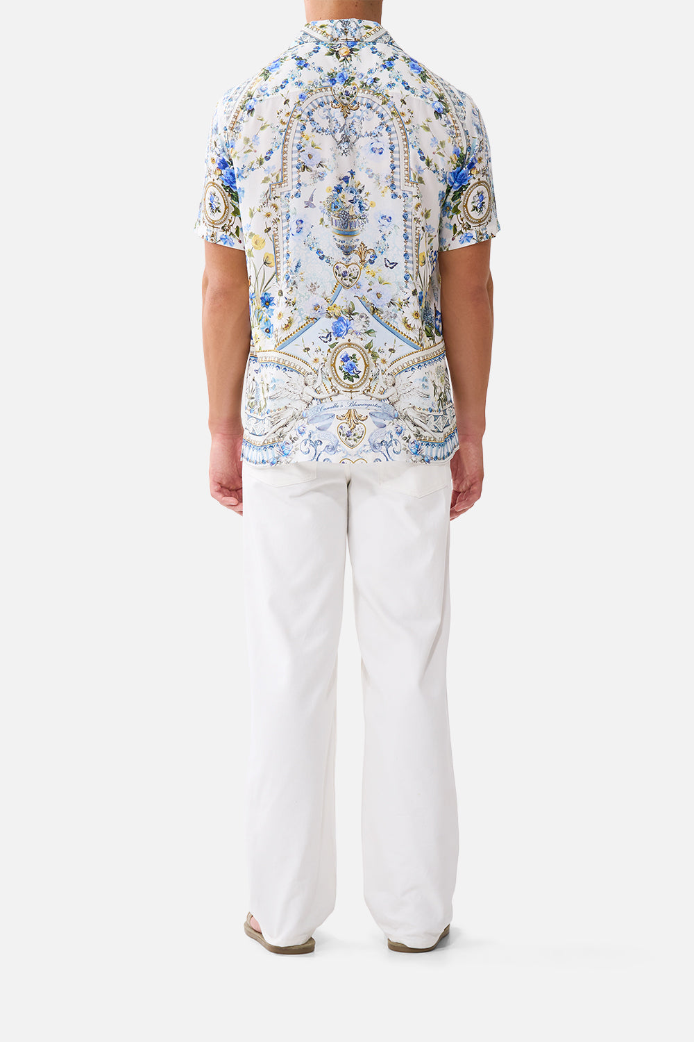 SHORT SLEEVE CAMP COLLARED SHIRT DANDELION SKIES