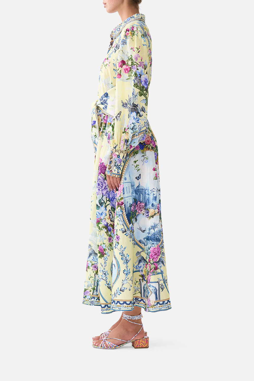The CAMILLA Waist Tie Shirt Dress Chinoiserie Child in our Chinoiserie Child print.