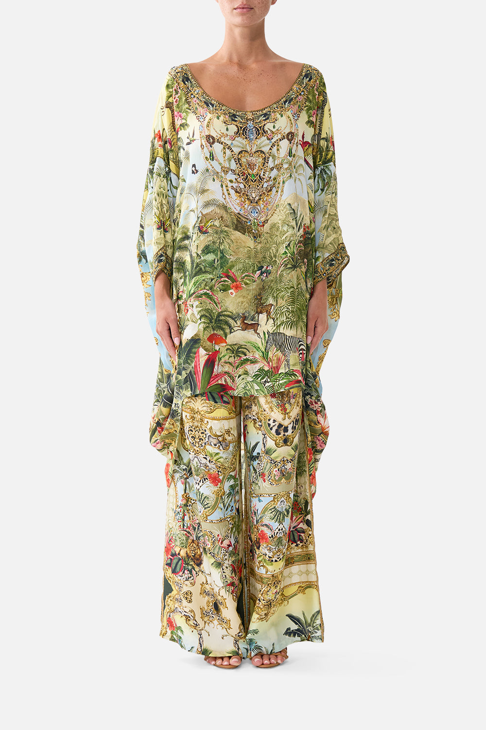 The CAMILLA Scoop Back Hem Dress Wanderlust Empire in our Wanderlust Empire print.