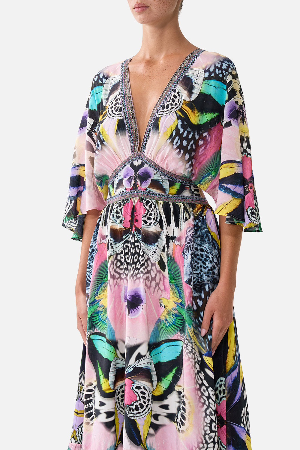The CAMILLA WAISTED DRESS WITH HEM RUFFLE MILLAMORPHOSIS