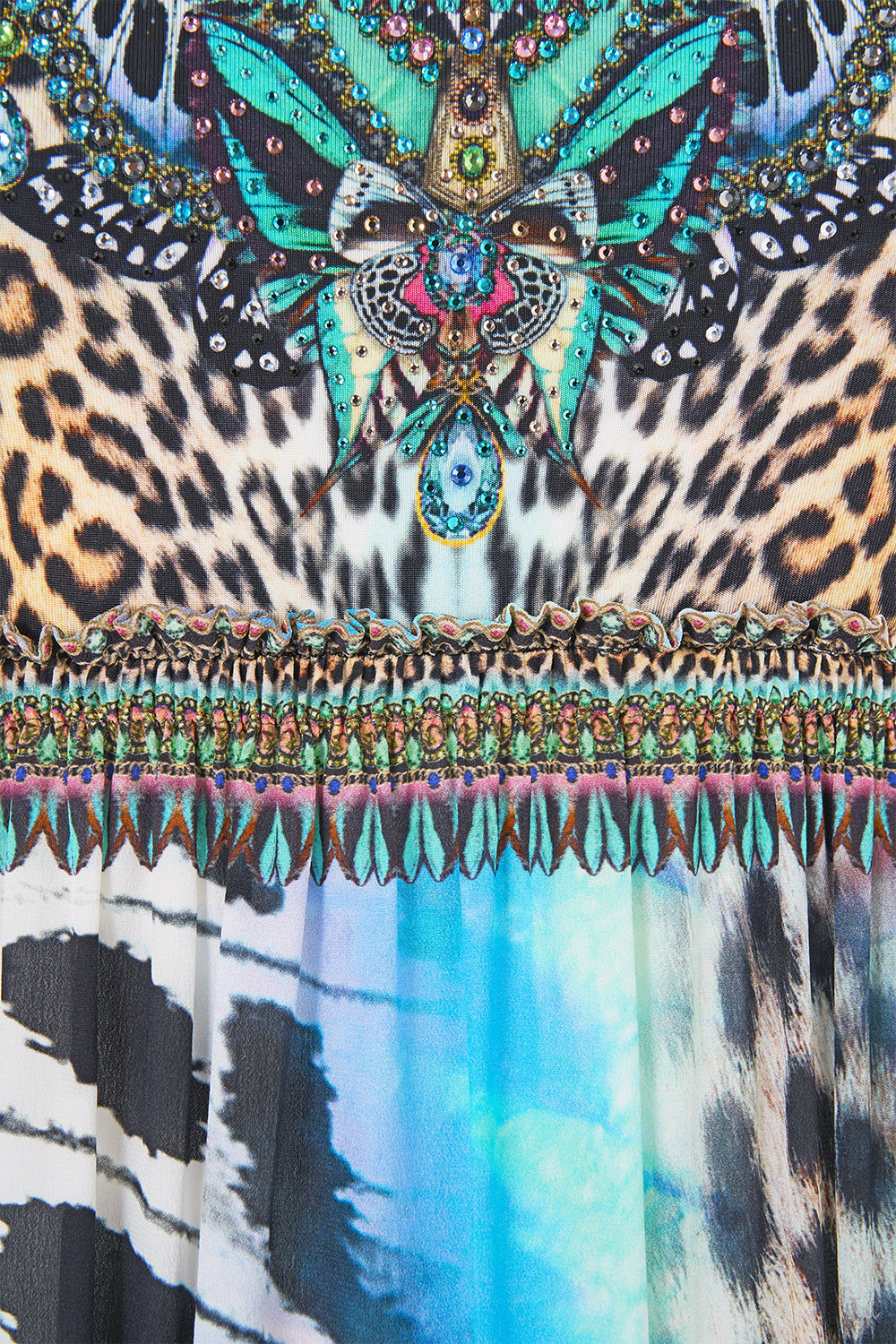 The CAMILLA LONG DRESS WITH JERSEY BODICE BUTTERFLY BOHEMIA