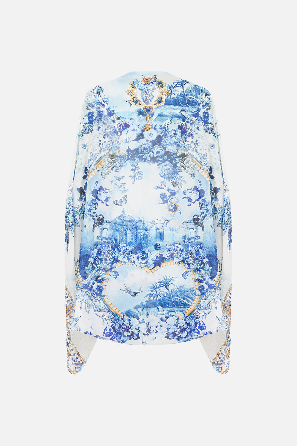 The CAMILLA Silk Chiffon Shrug The Porcelain Parlour in our The Porcelain Parlour print.