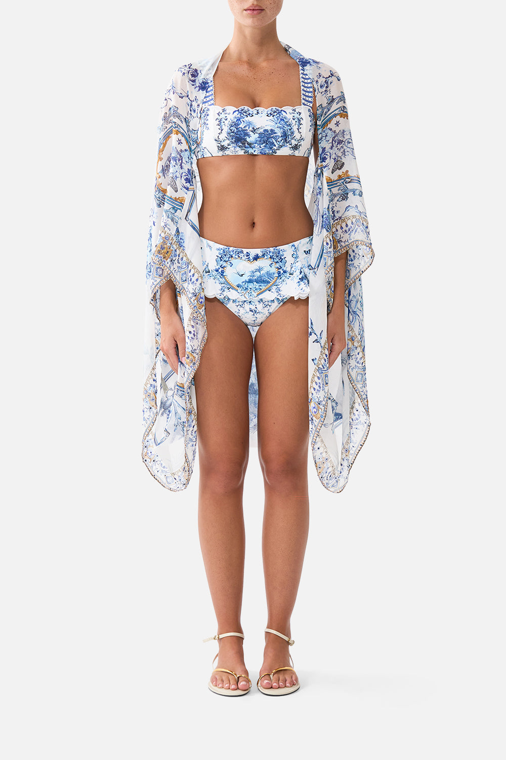 The CAMILLA Silk Chiffon Shrug The Porcelain Parlour in our The Porcelain Parlour print.