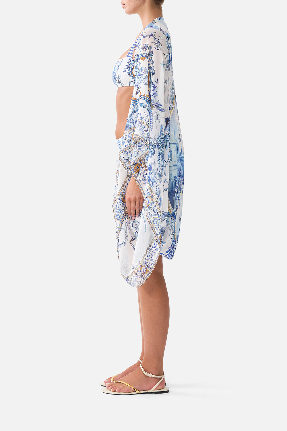 The CAMILLA Silk Chiffon Shrug The Porcelain Parlour in our The Porcelain Parlour print.