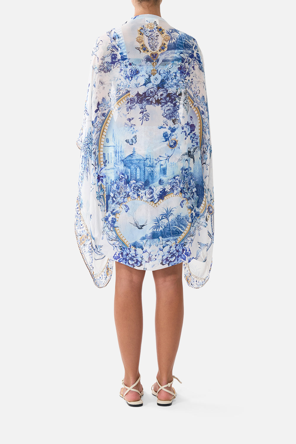 The CAMILLA Silk Chiffon Shrug The Porcelain Parlour in our The Porcelain Parlour print.