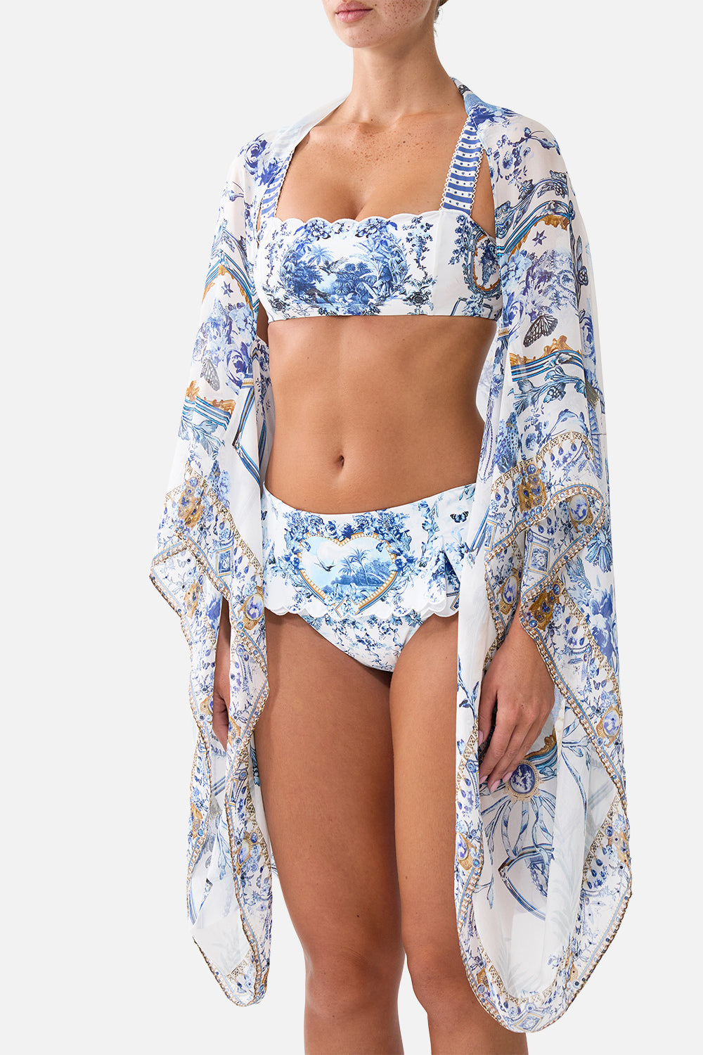 The CAMILLA Silk Chiffon Shrug The Porcelain Parlour in our The Porcelain Parlour print.
