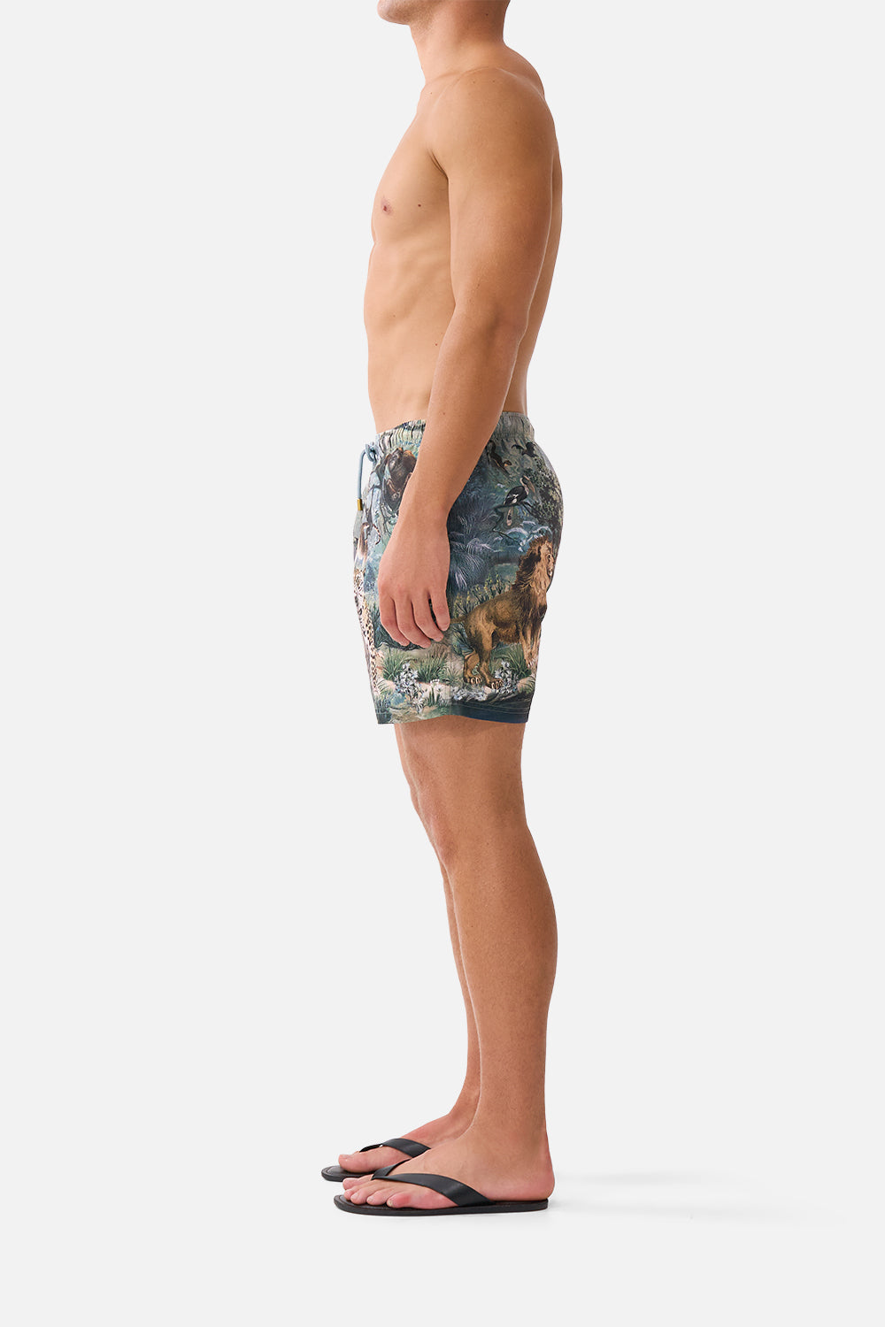 The CAMILLA MID LENGTH BOARDSHORT WITH ELASTIC WAIST ANIMALS IN THE PALACE