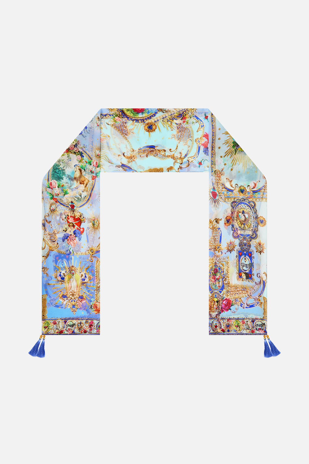 LONG SILK CRINKLE CHIFFON SCARF VERSES IN VINTAGE