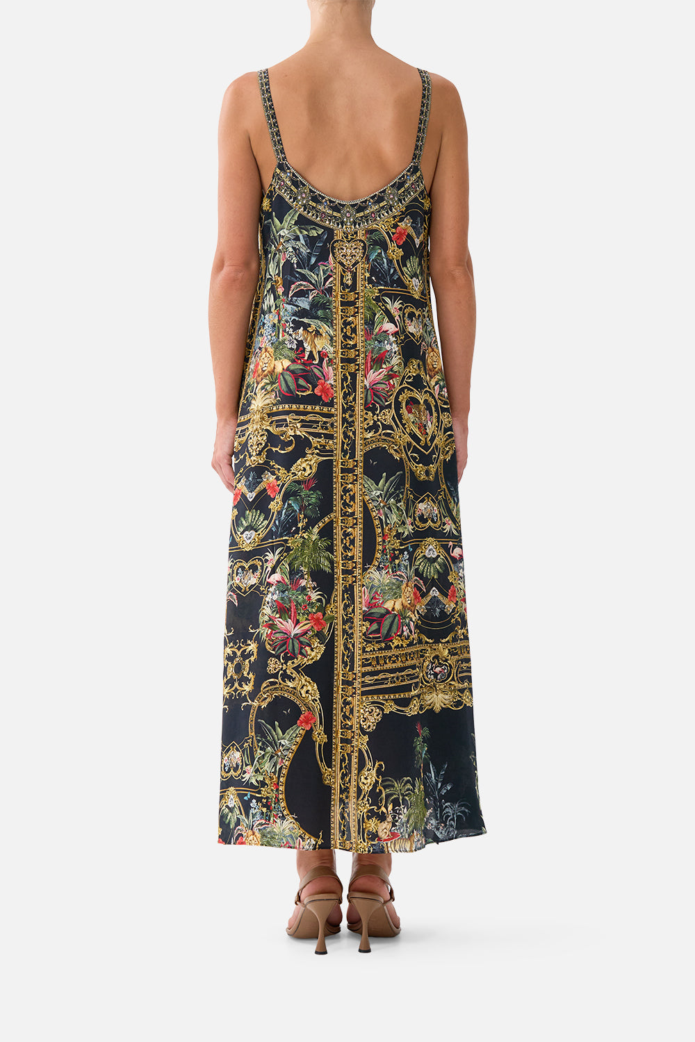 V NECK MIDI SLIP DRESS PALACE ZOOLOGY